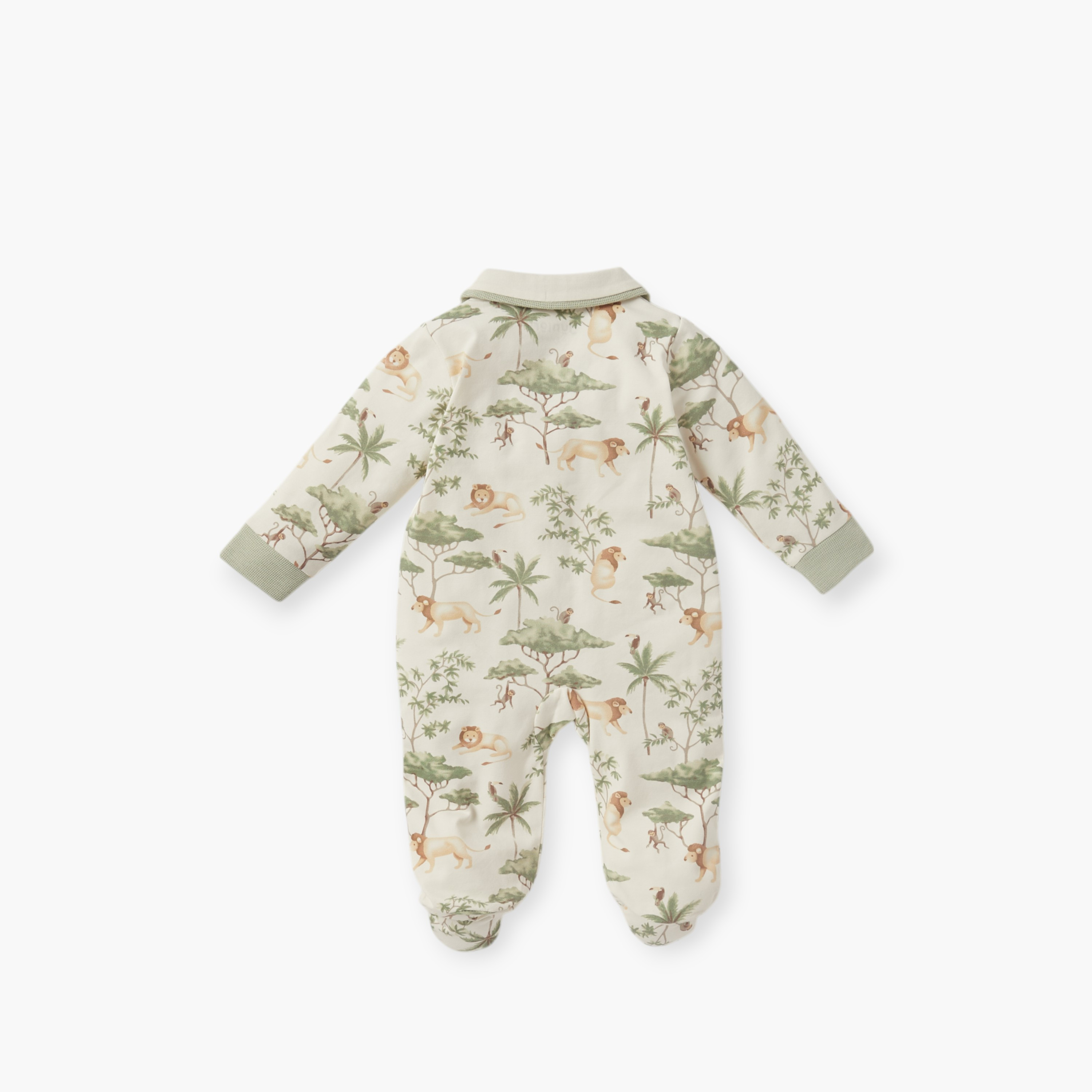 Juniors Safari Print Closed Foot Sleepsuit with Long Sleeves and Zip Closure-baby-boys-clothing-nightwear-sleepsuits-image-2