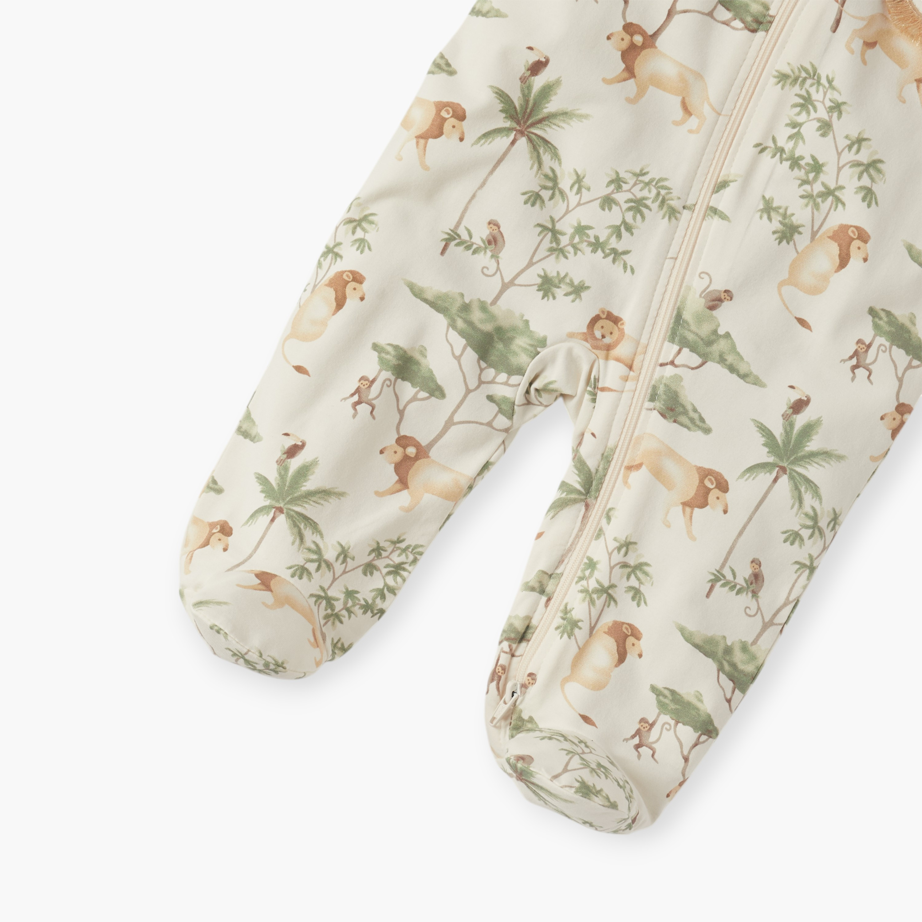 Juniors Safari Print Closed Foot Sleepsuit with Long Sleeves and Zip Closure-baby-boys-clothing-nightwear-sleepsuits-image-4