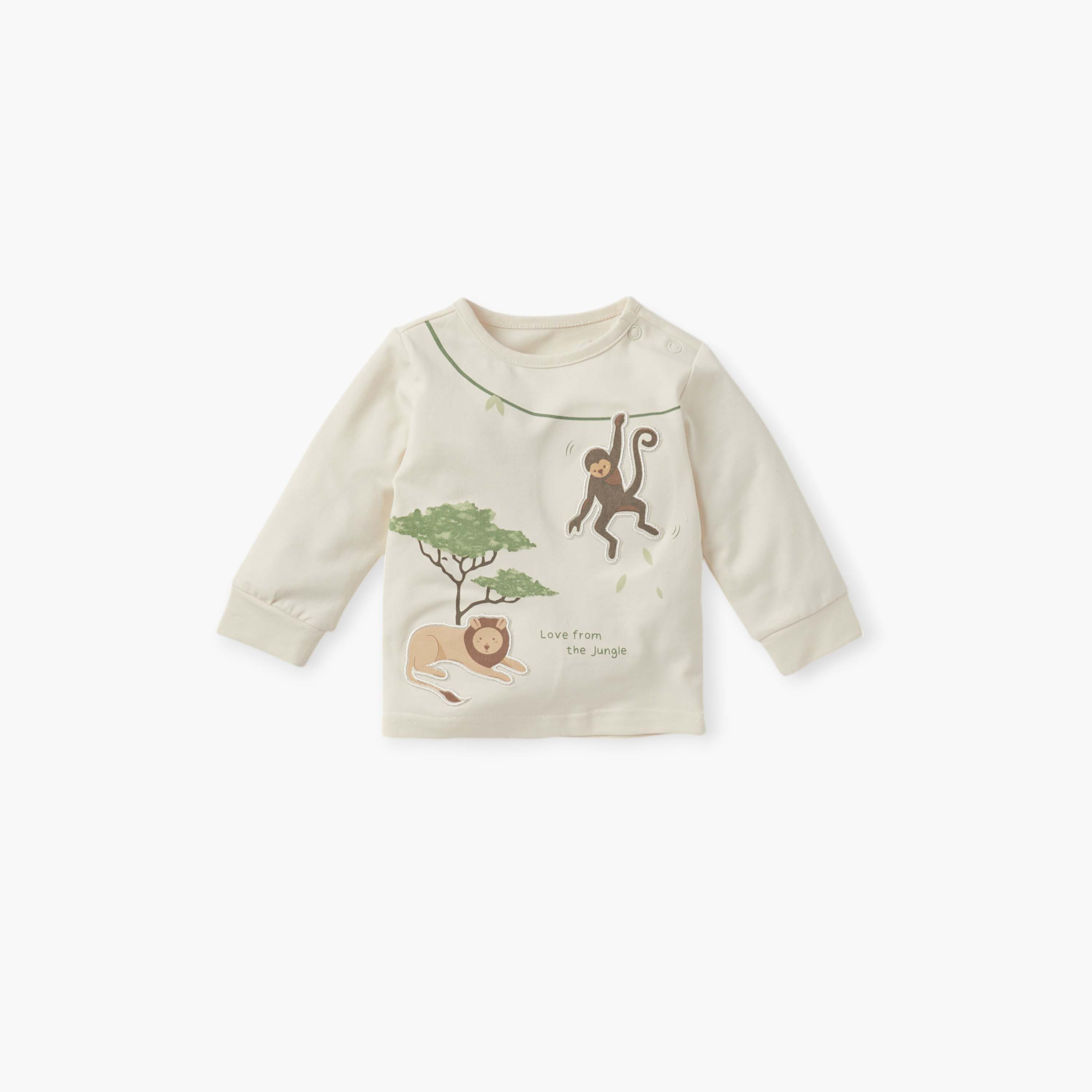 Juniors Safari Applique Detail Long Sleeves T-shirt and Elasticated Pyjama Set-baby-boys-clothing-nightwear-pyjamasets-image-2