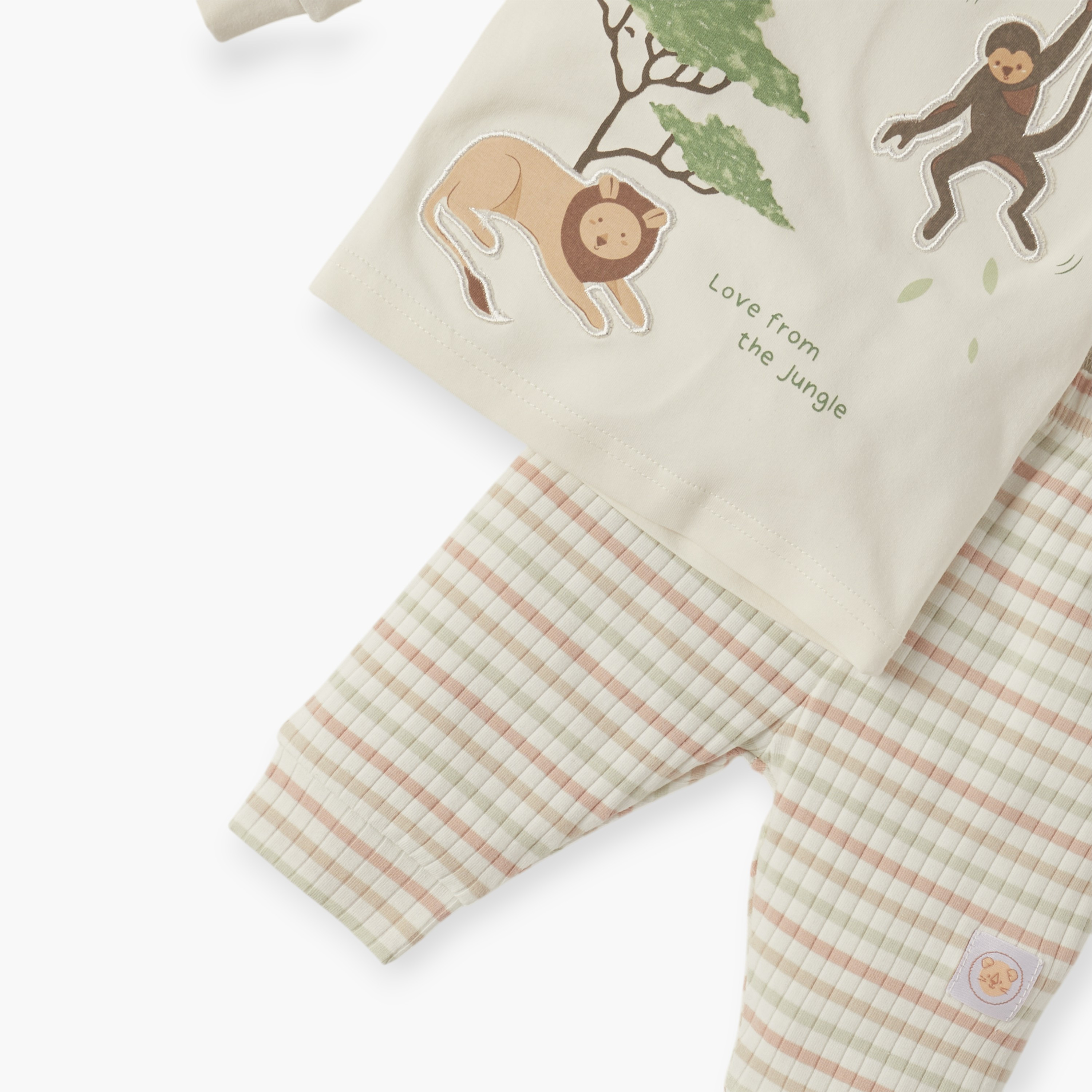 Juniors Safari Applique Detail Long Sleeves T-shirt and Elasticated Pyjama Set-baby-boys-clothing-nightwear-pyjamasets-image-5