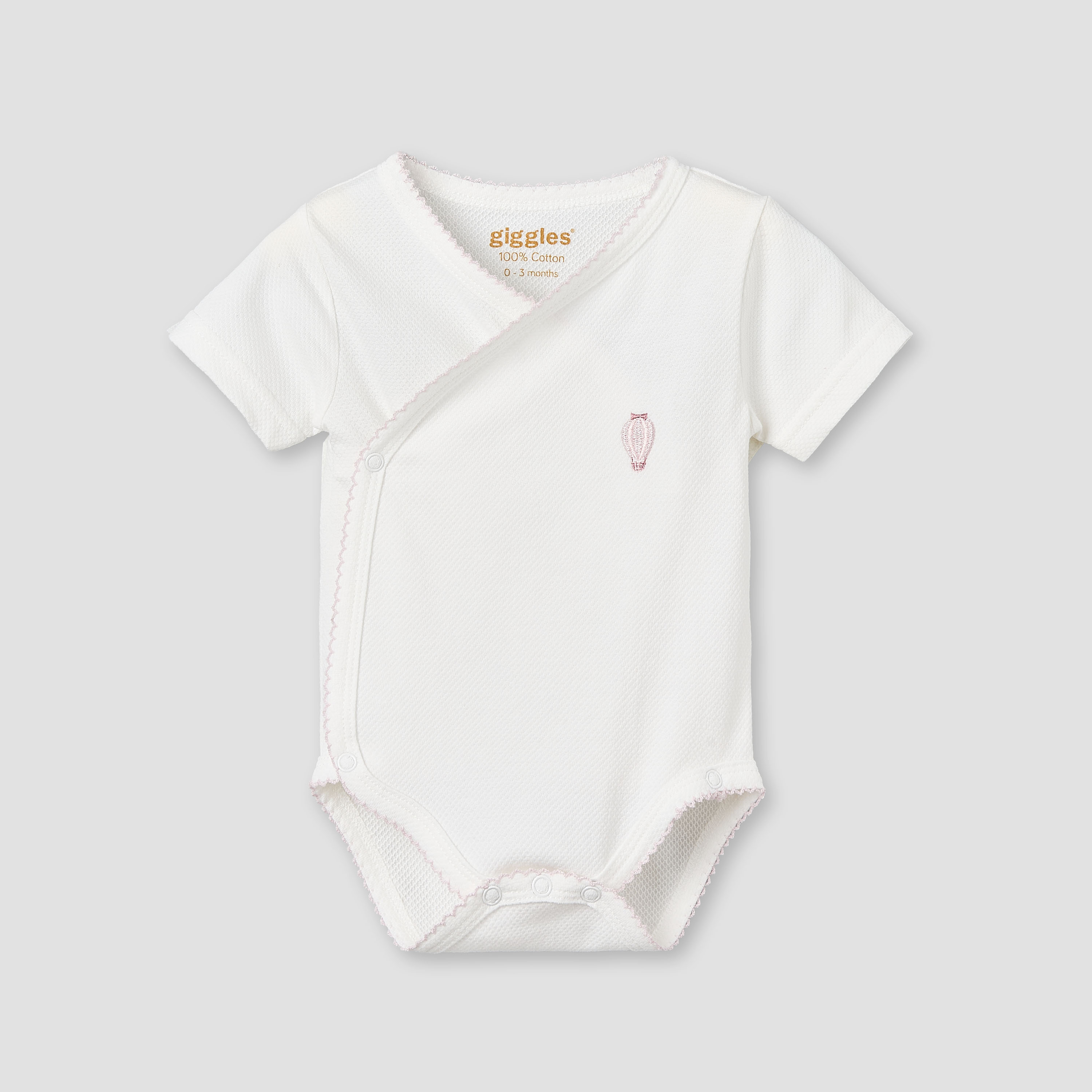 Giggles Cotton V-neck Short Sleeves Bodysuit with Textured Pattern-baby-girls-clothing-bodysuits-image-2