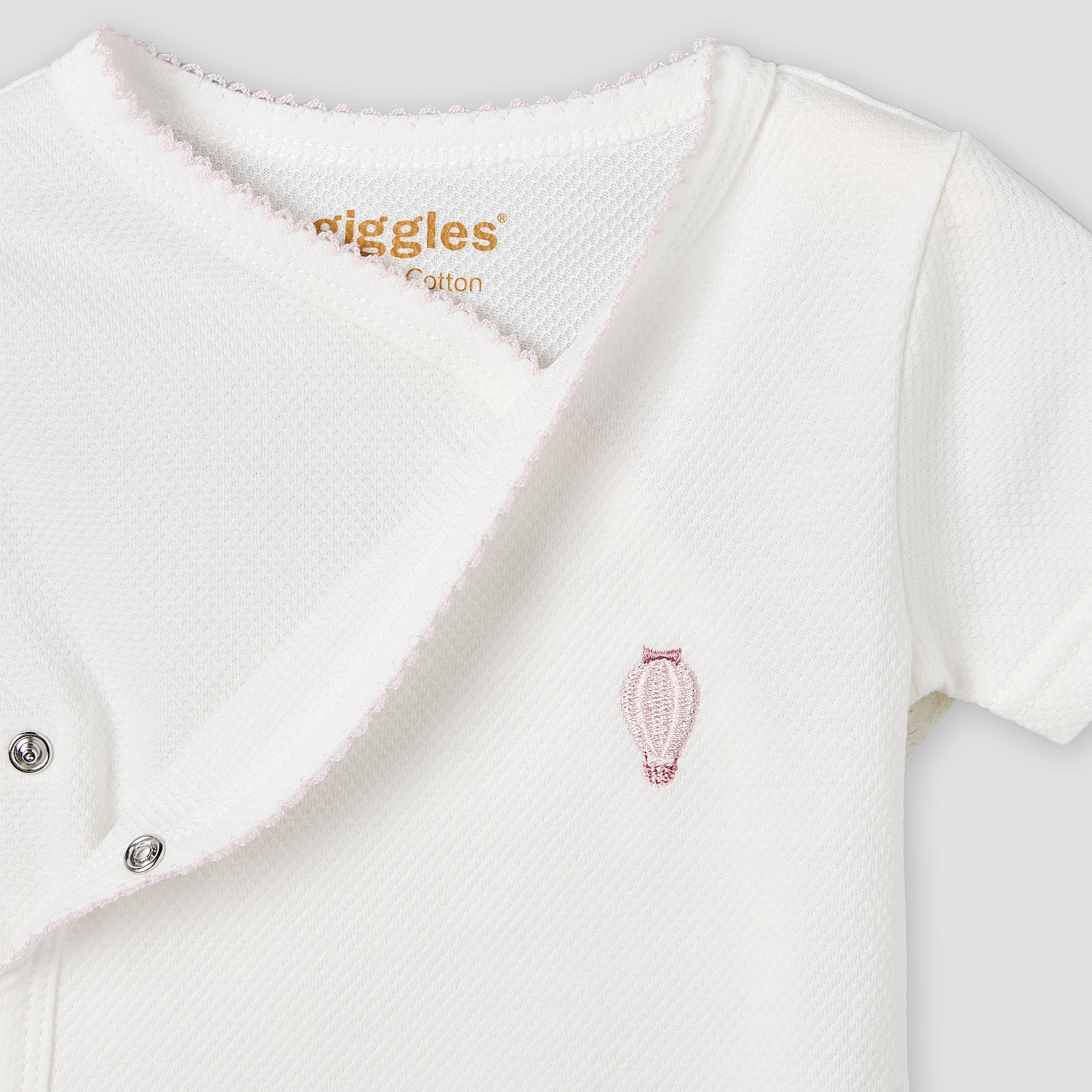 Giggles Cotton V-neck Short Sleeves Bodysuit with Textured Pattern-baby-girls-clothing-bodysuits-image-4