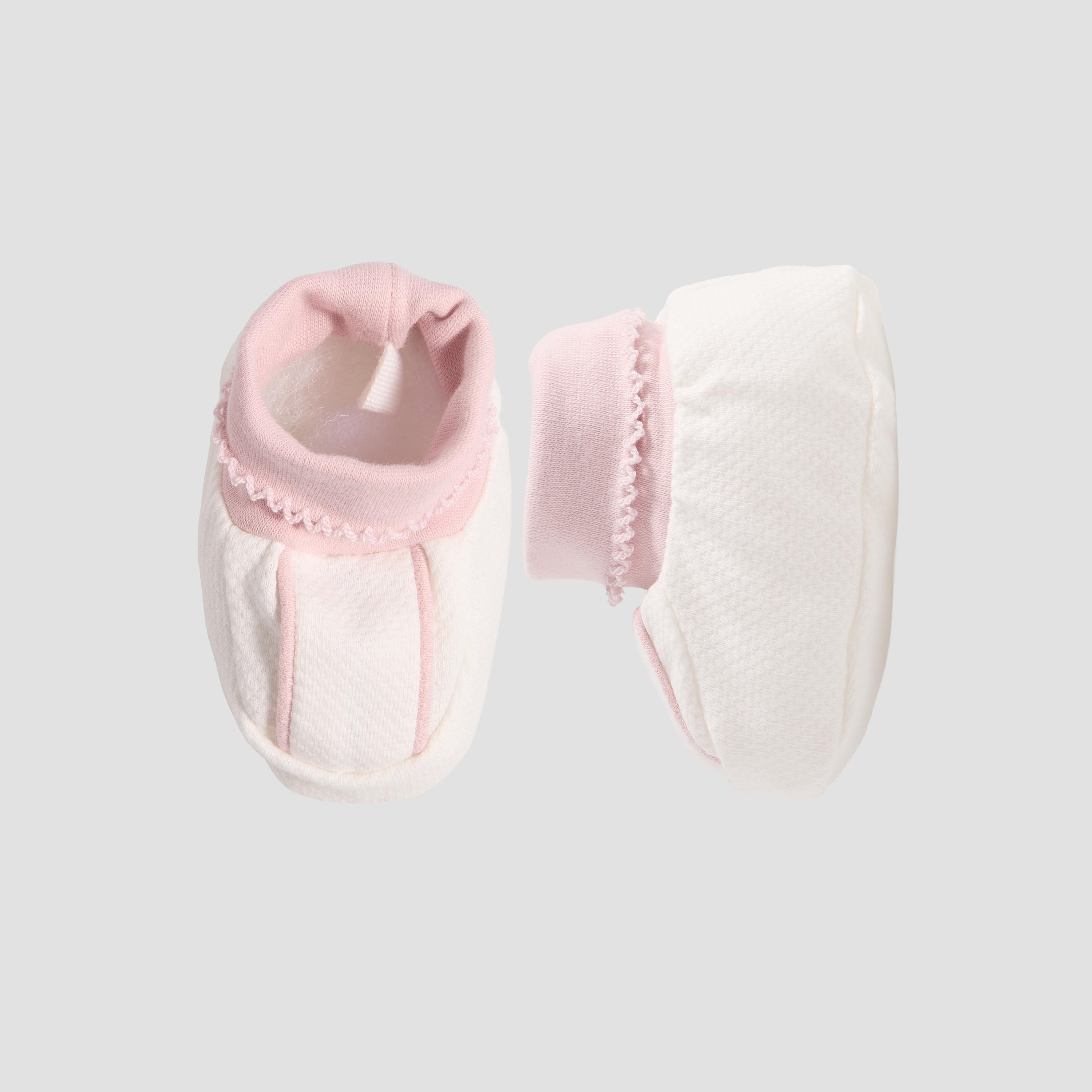 Giggles Booties with Cuff, Textured Pattern-baby-girls-shoes-booties-image-1