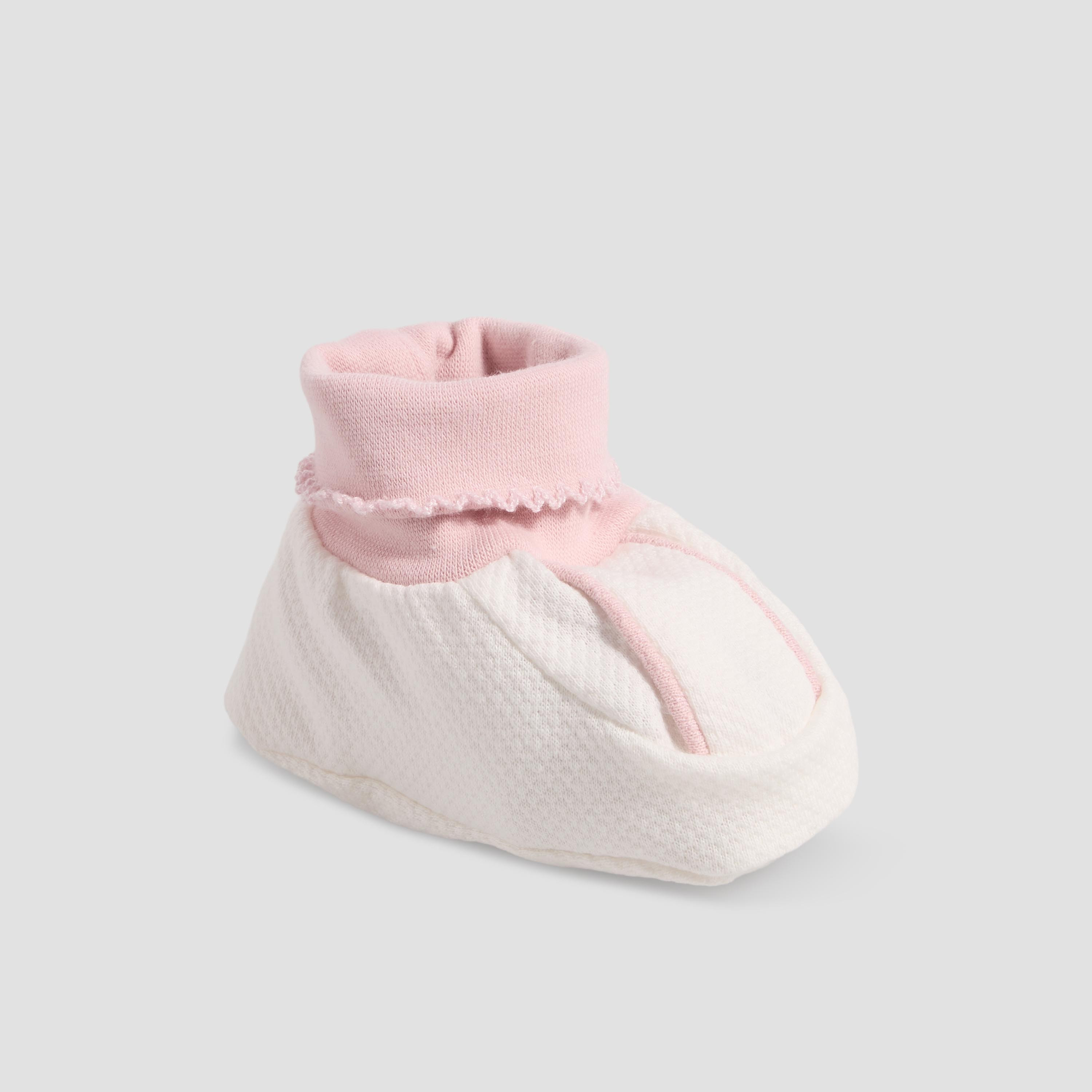 Giggles Booties with Cuff, Textured Pattern-baby-girls-shoes-booties-image-2
