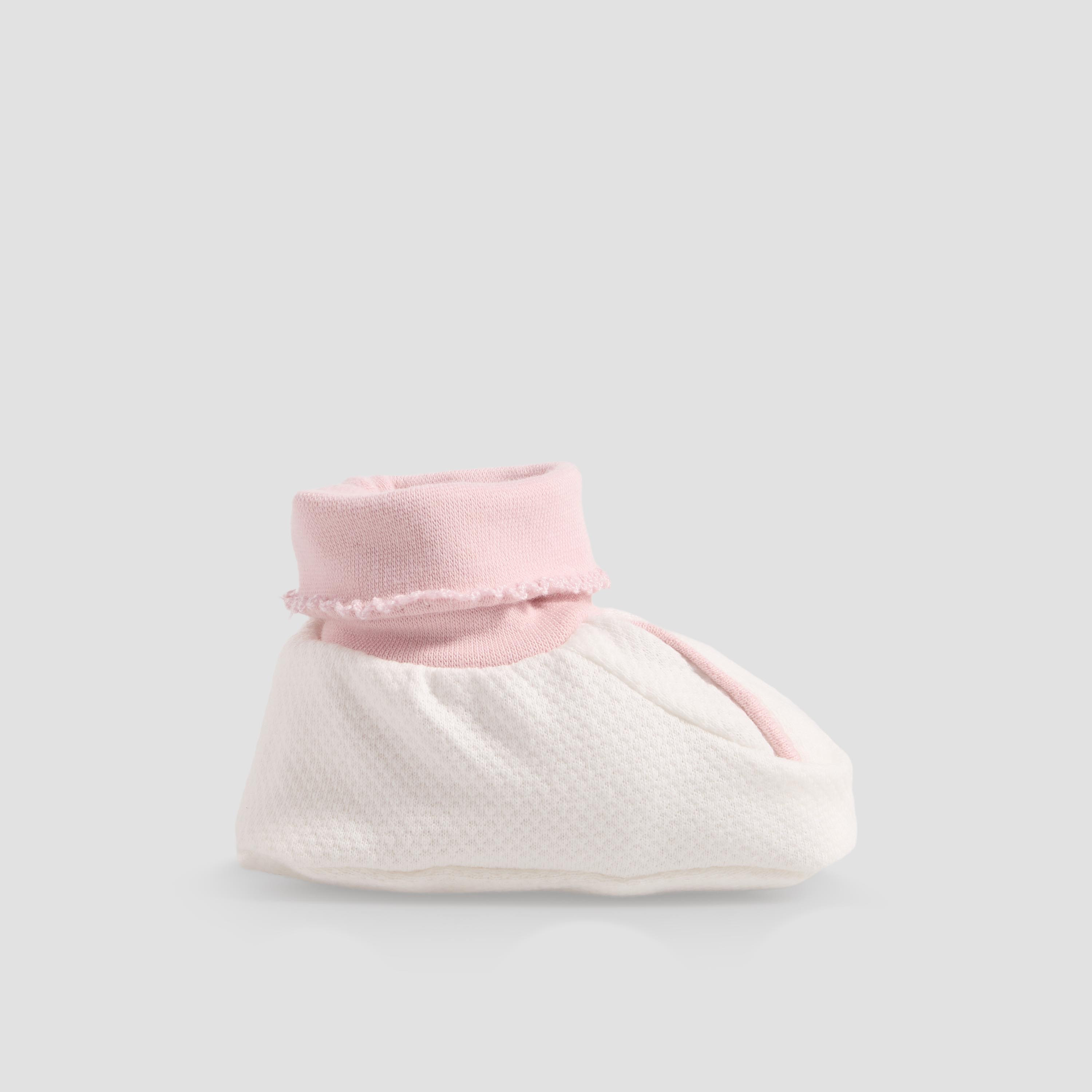 Giggles Booties with Cuff, Textured Pattern-baby-girls-shoes-booties-image-3
