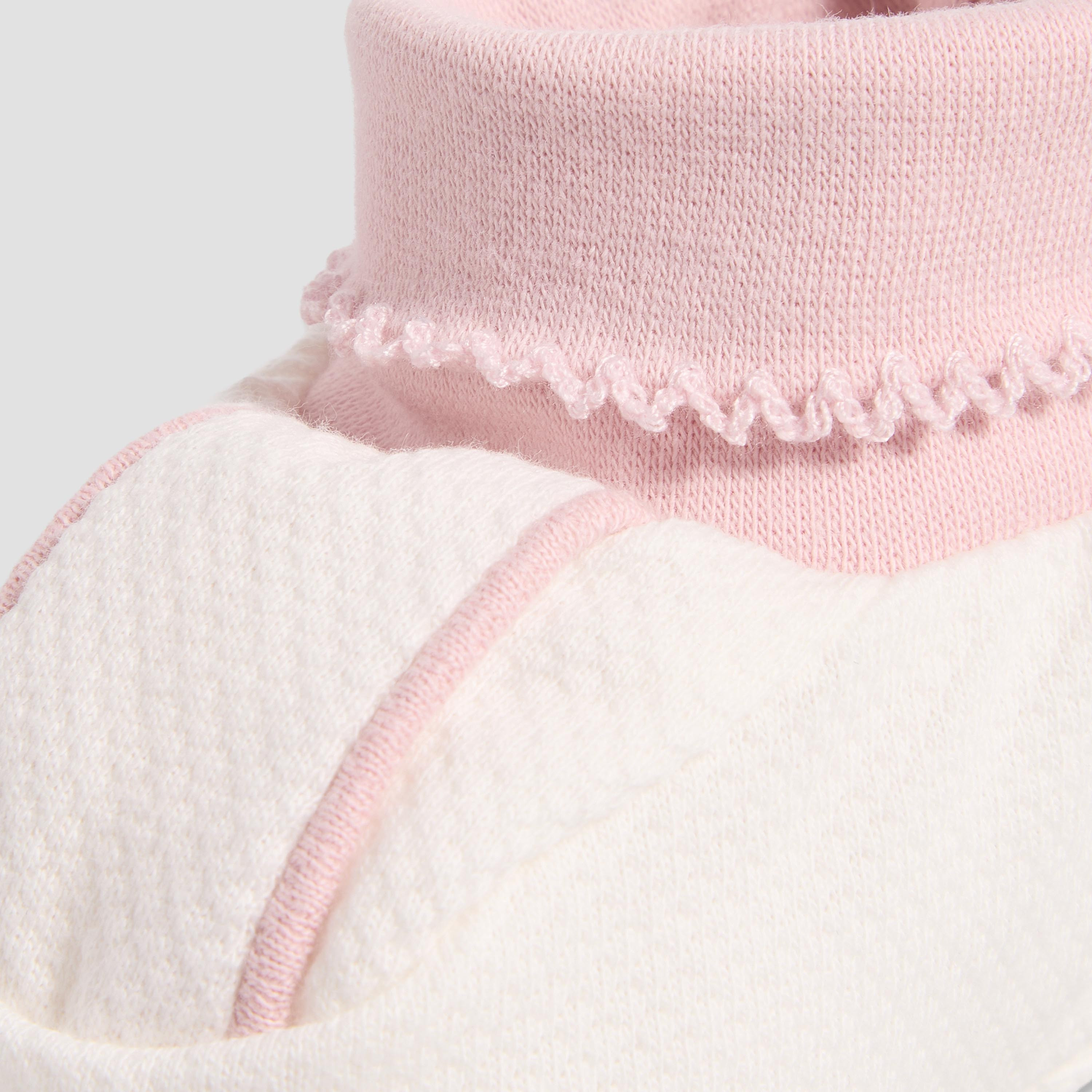 Giggles Booties with Cuff, Textured Pattern-baby-girls-shoes-booties-image-4