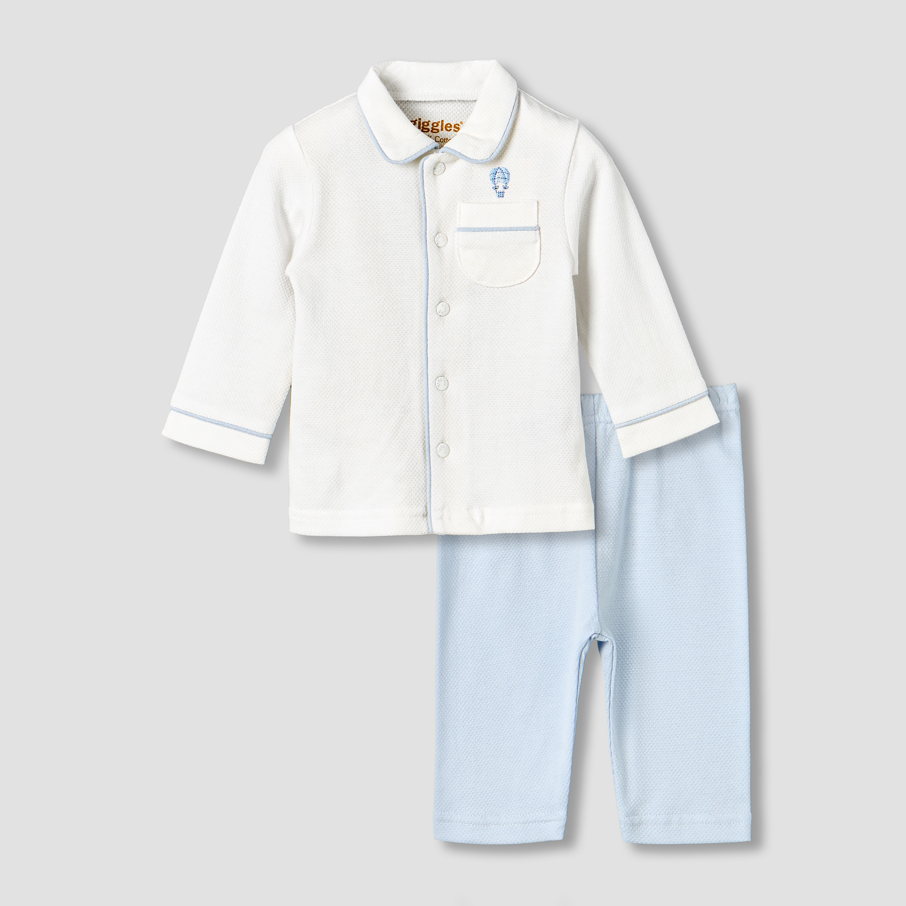 Giggles Cotton Collared Long Sleeves Pyjama Set with Hot Air Balloon Embroidery-baby-boys-clothing-nightwear-pyjamasets-image-2