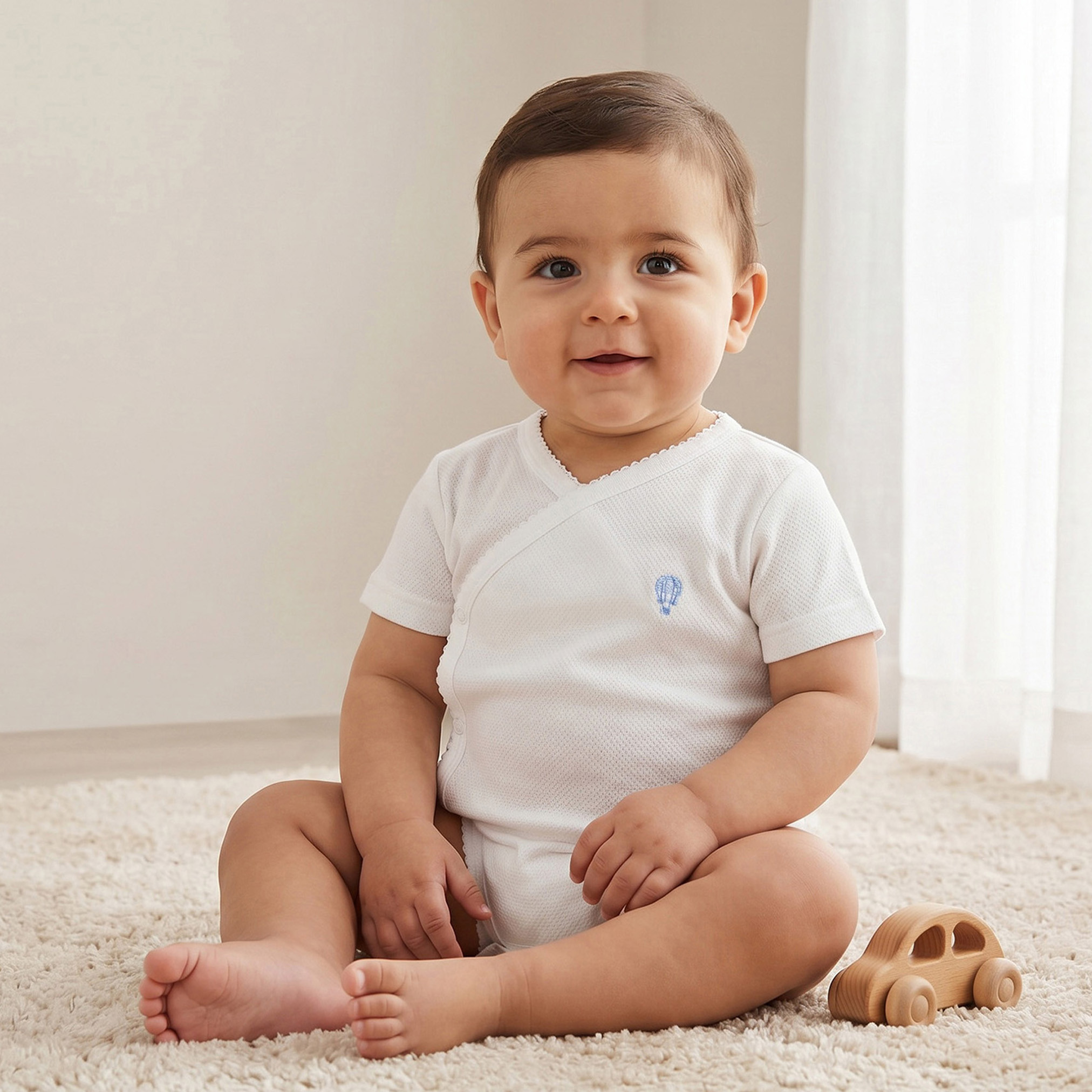Giggles V-neck Short Sleeve Bodysuit with Snap Button Closure-baby-boys-clothing-bodysuits-image-1