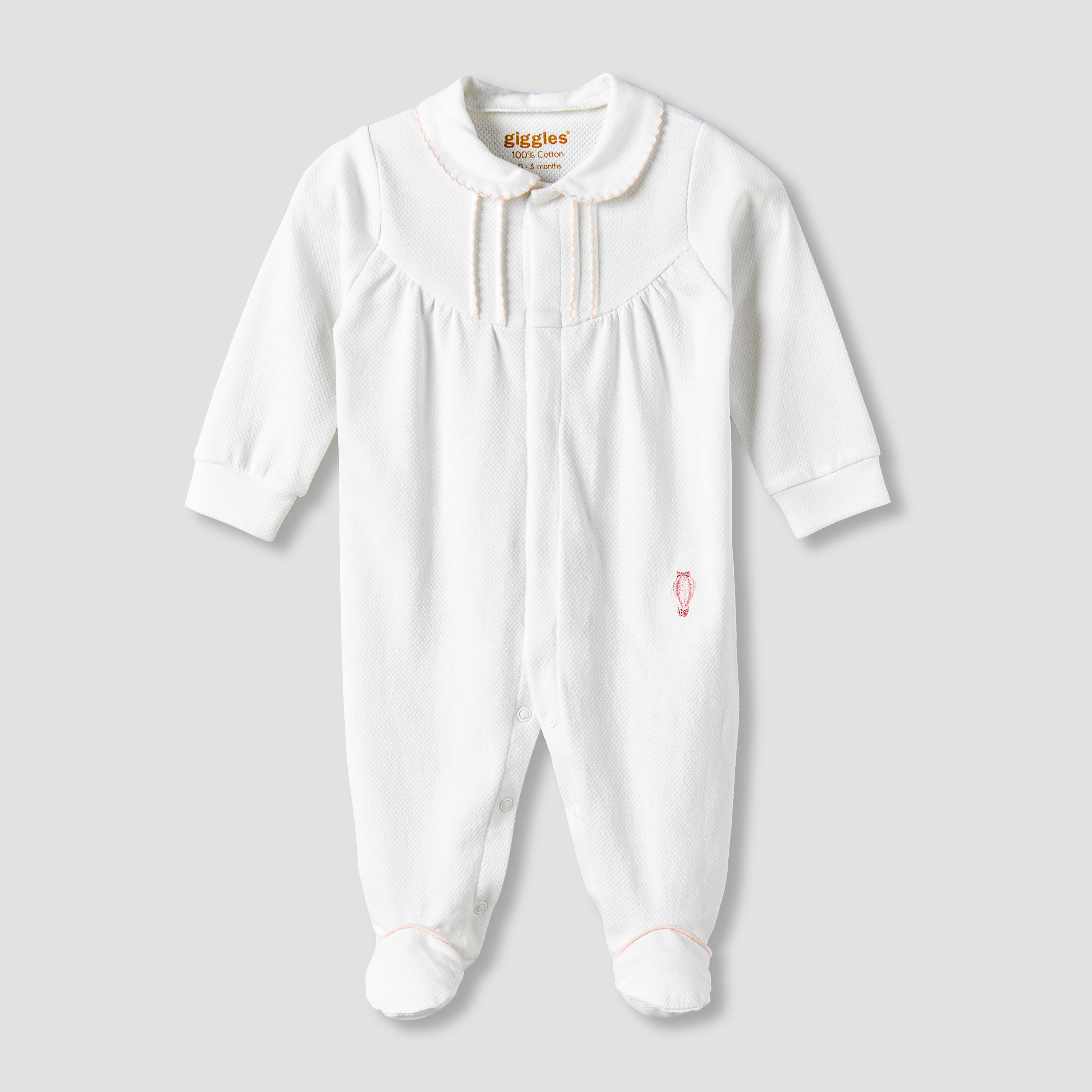 Giggles Cotton Collared Long Sleeves Sleepsuit with Snap Button Closure-baby-girls-clothing-nightwear-sleepsuits-image-2