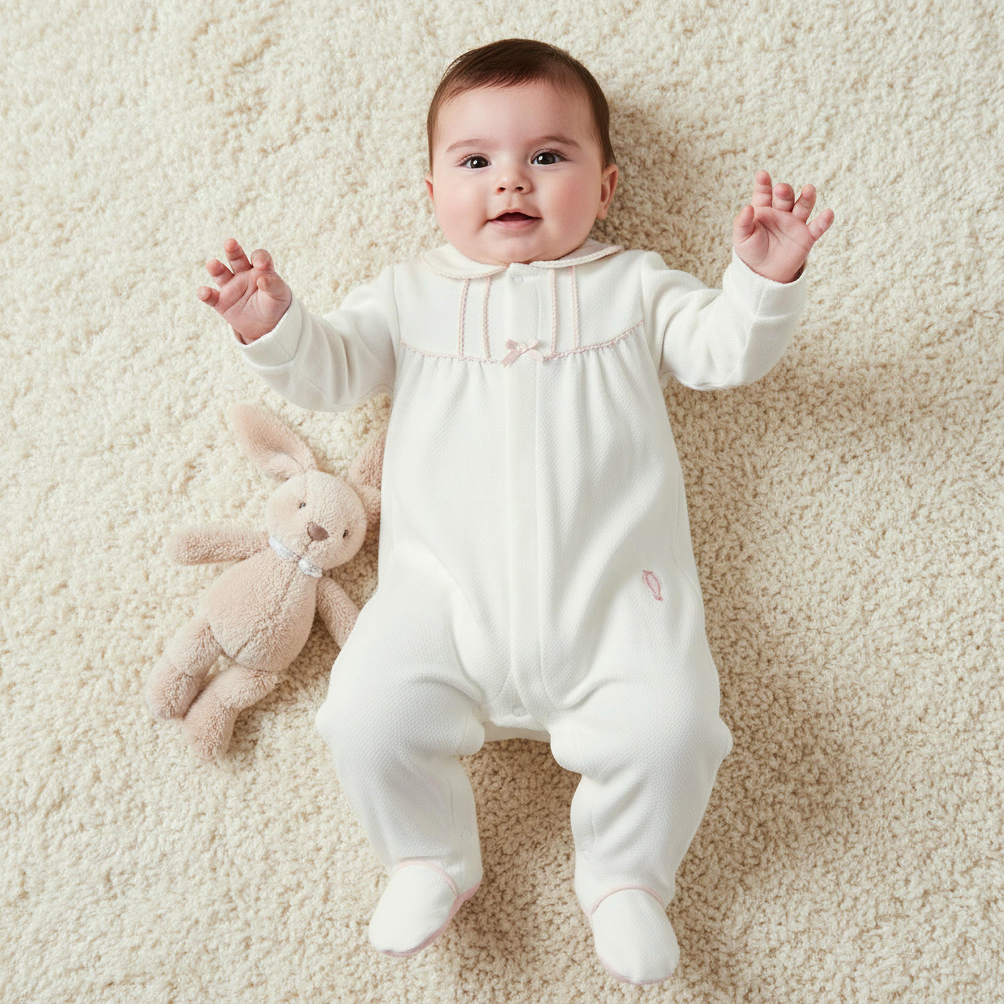 Giggles Cotton Collared Long Sleeves Sleepsuit with Snap Button Closure-baby-girls-clothing-nightwear-sleepsuits-image-1