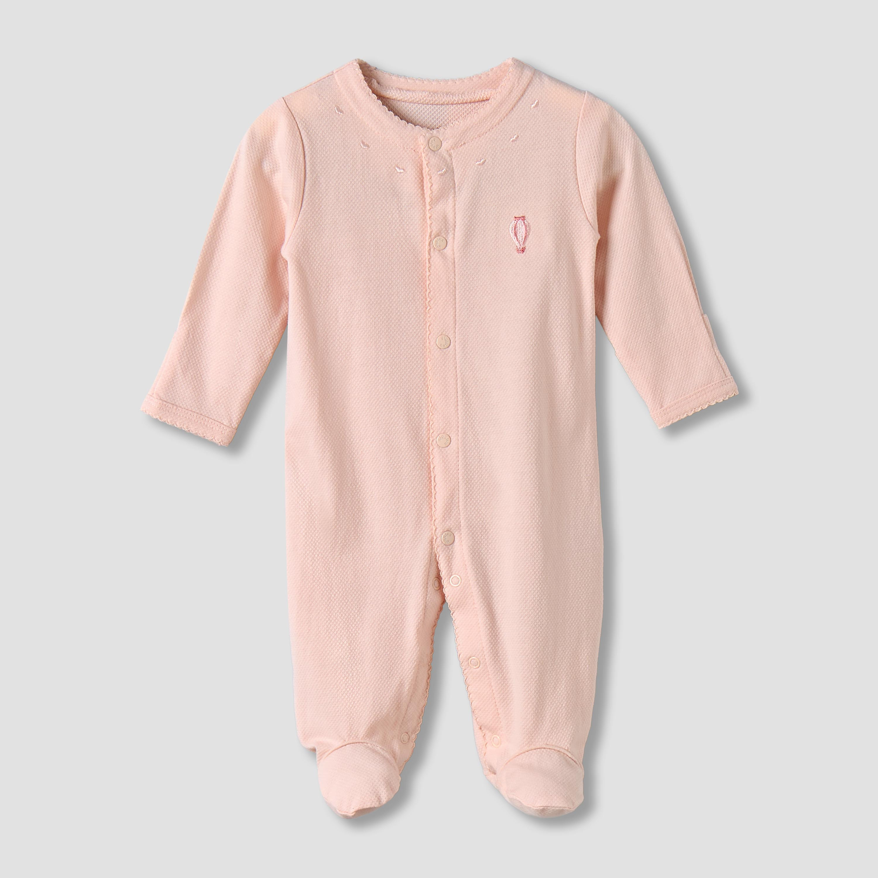 Giggles Cotton Long Sleeves Sleepsuit with Hot Air Balloon Embroidery-baby-girls-clothing-nightwear-sleepsuits-image-2
