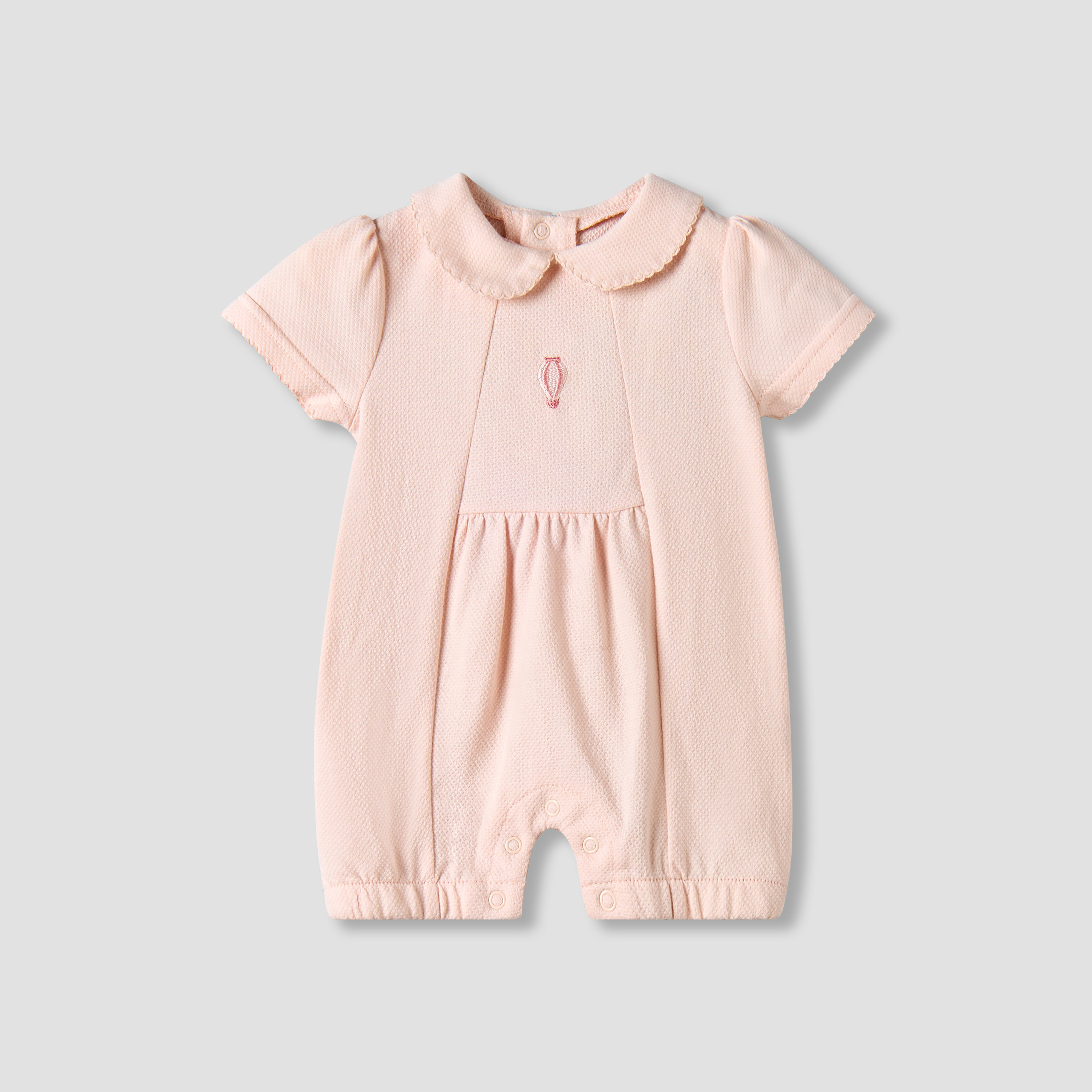 Giggles Collared Short Sleeves Romper with Embroidery-baby-girls-clothing-rompers-image-2