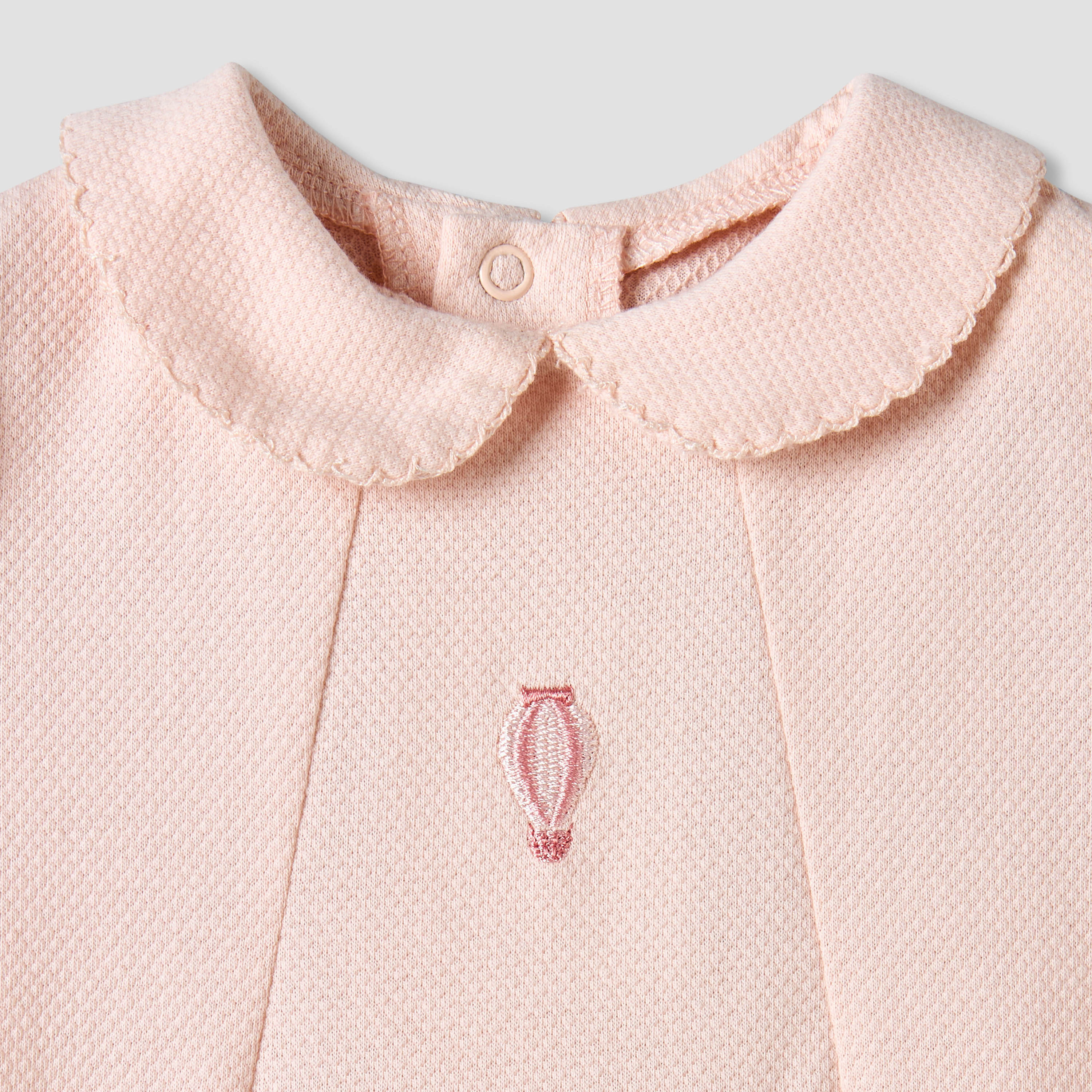 Giggles Collared Short Sleeves Romper with Embroidery-baby-girls-clothing-rompers-image-4