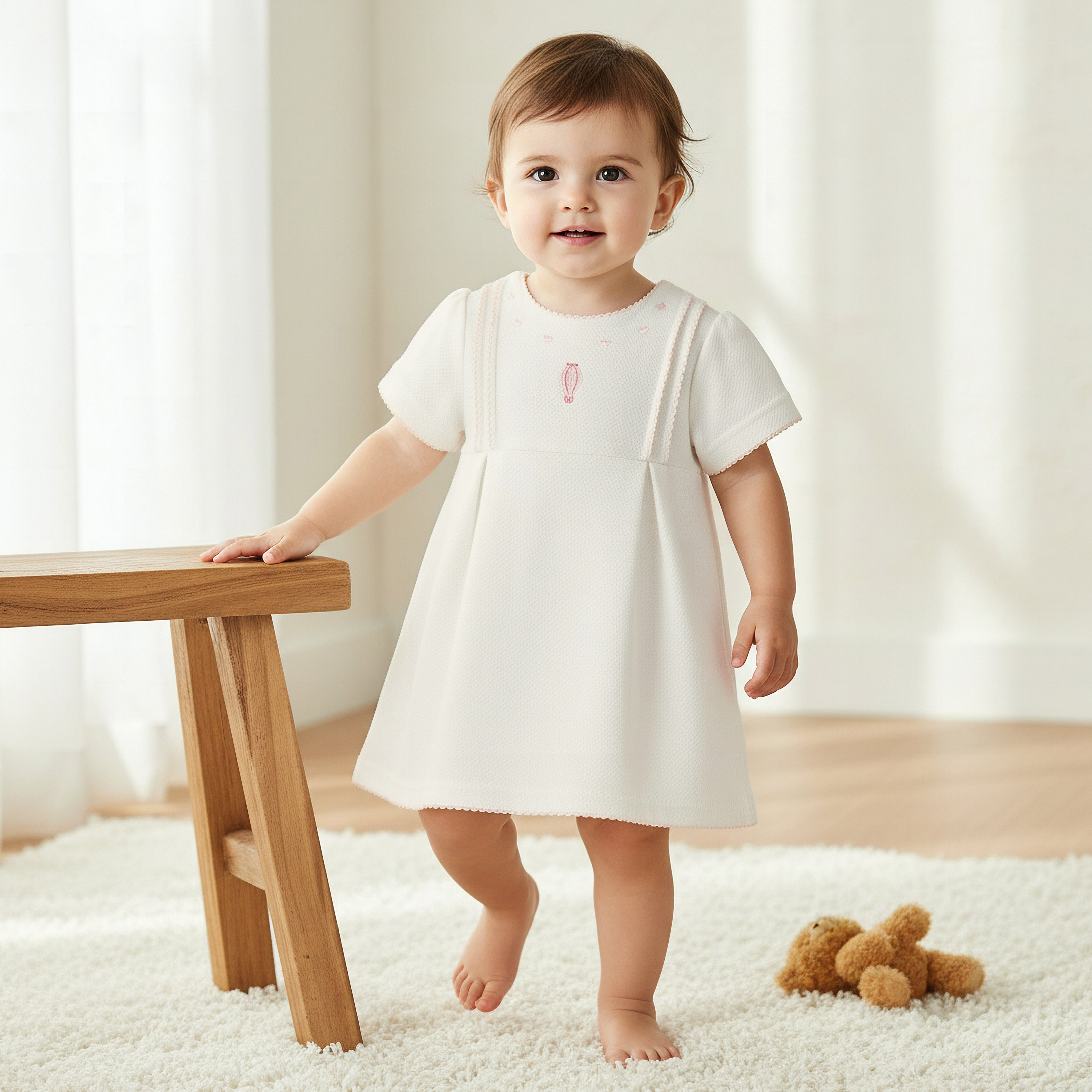 Giggles Round Neck Short Sleeves A-line Dress with Embroidery-baby-girls-clothing-dressesandjumpsuits-image-1