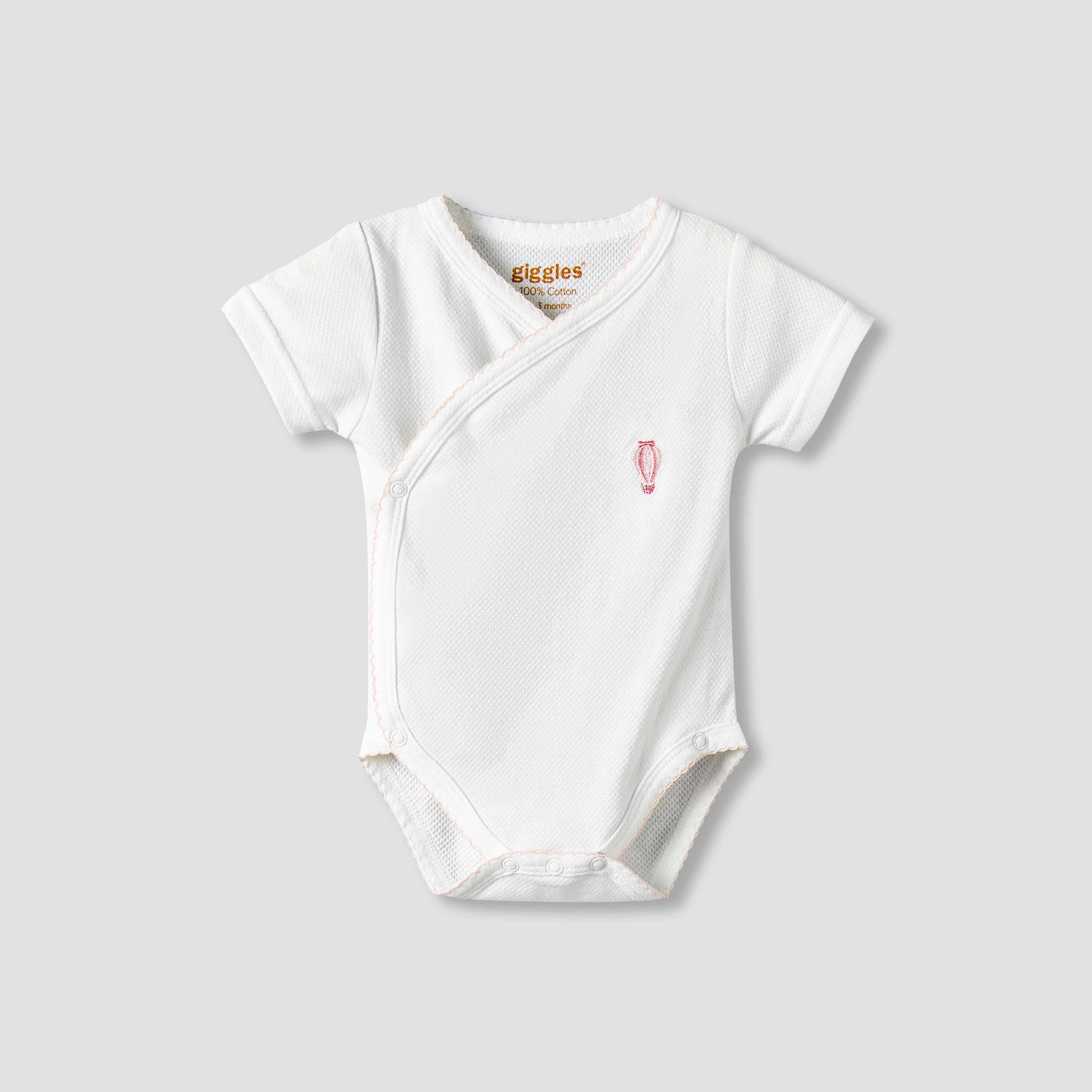 Giggles Cotton V-neck Short Sleeve Bodysuit with Snap Button Closure-baby-girls-clothing-bodysuits-image-2