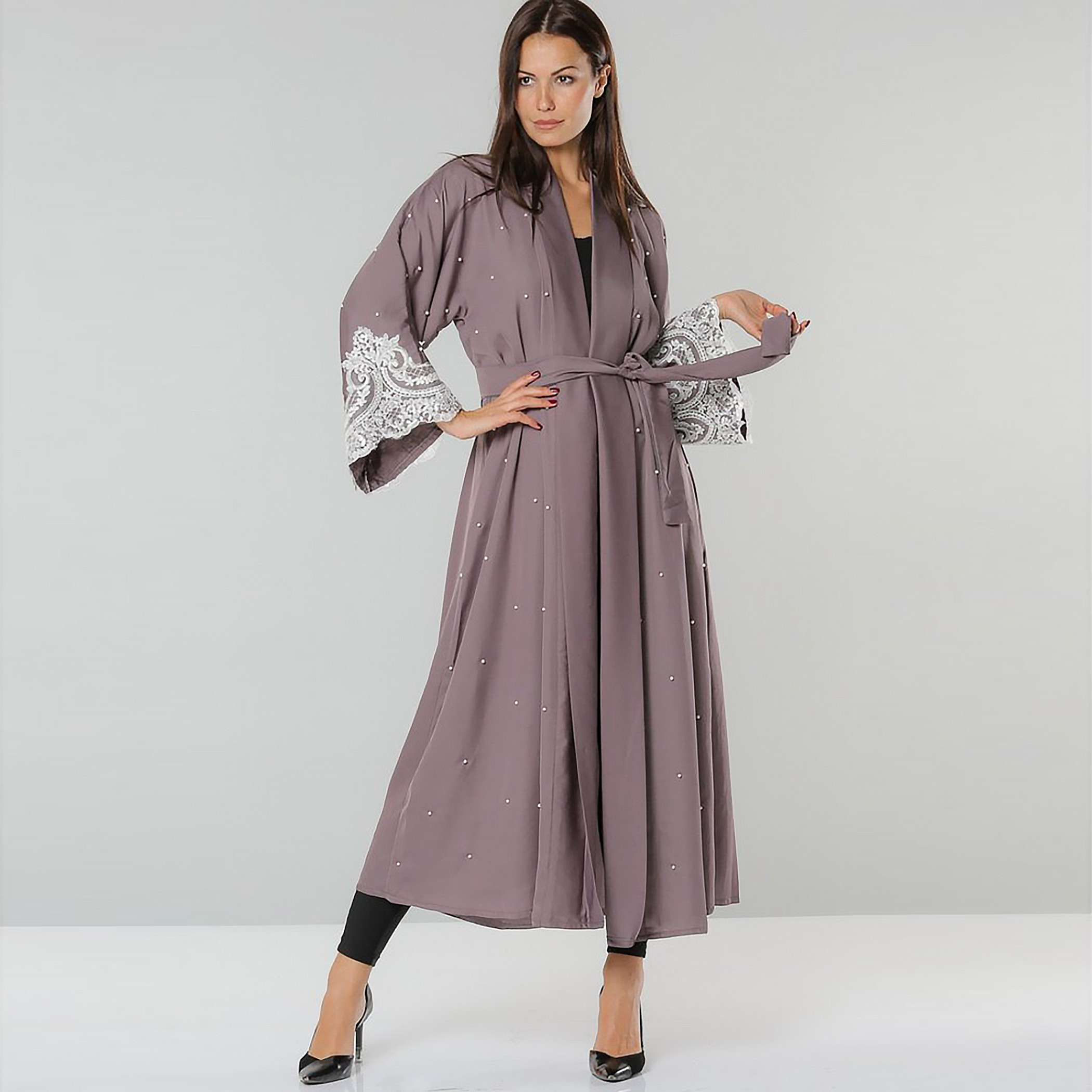 Nukhbaa Women Embellished Purple Abaya-women-arabicclothing-abayas-image-1