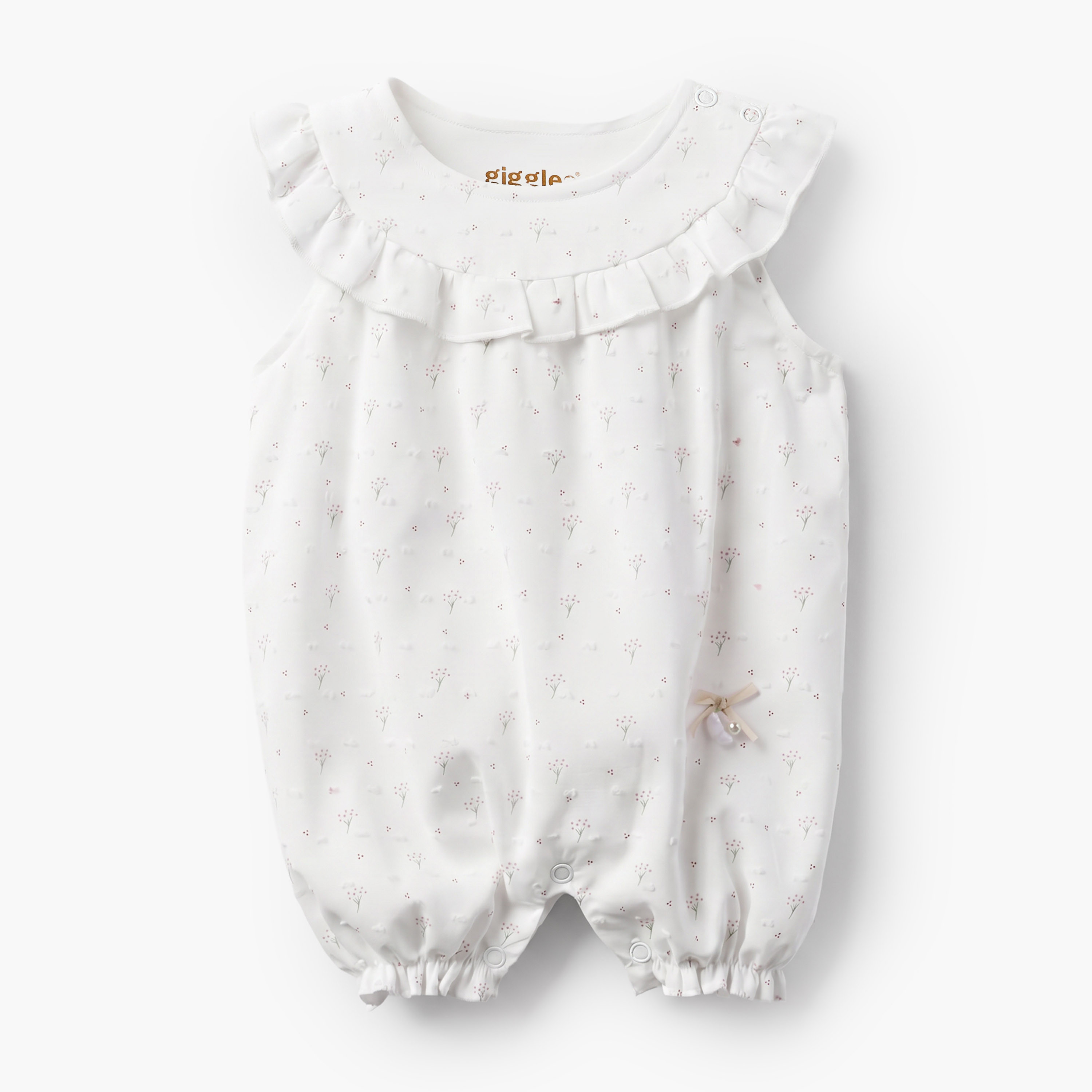 Giggles Round Neck Sleeveless Romper with Cap-baby-girls-clothing-rompers-image-2