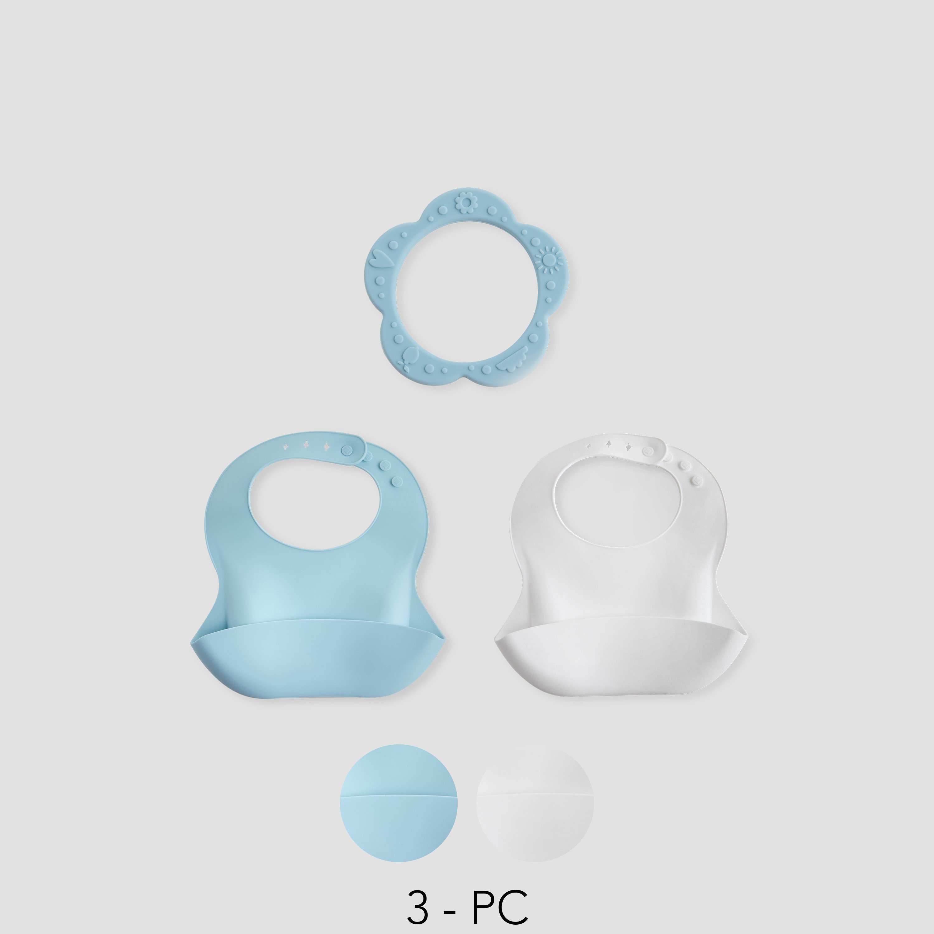Juniors 3-Piece Silicone Bib and Teether Set-baby-feeding-bibs-image-1