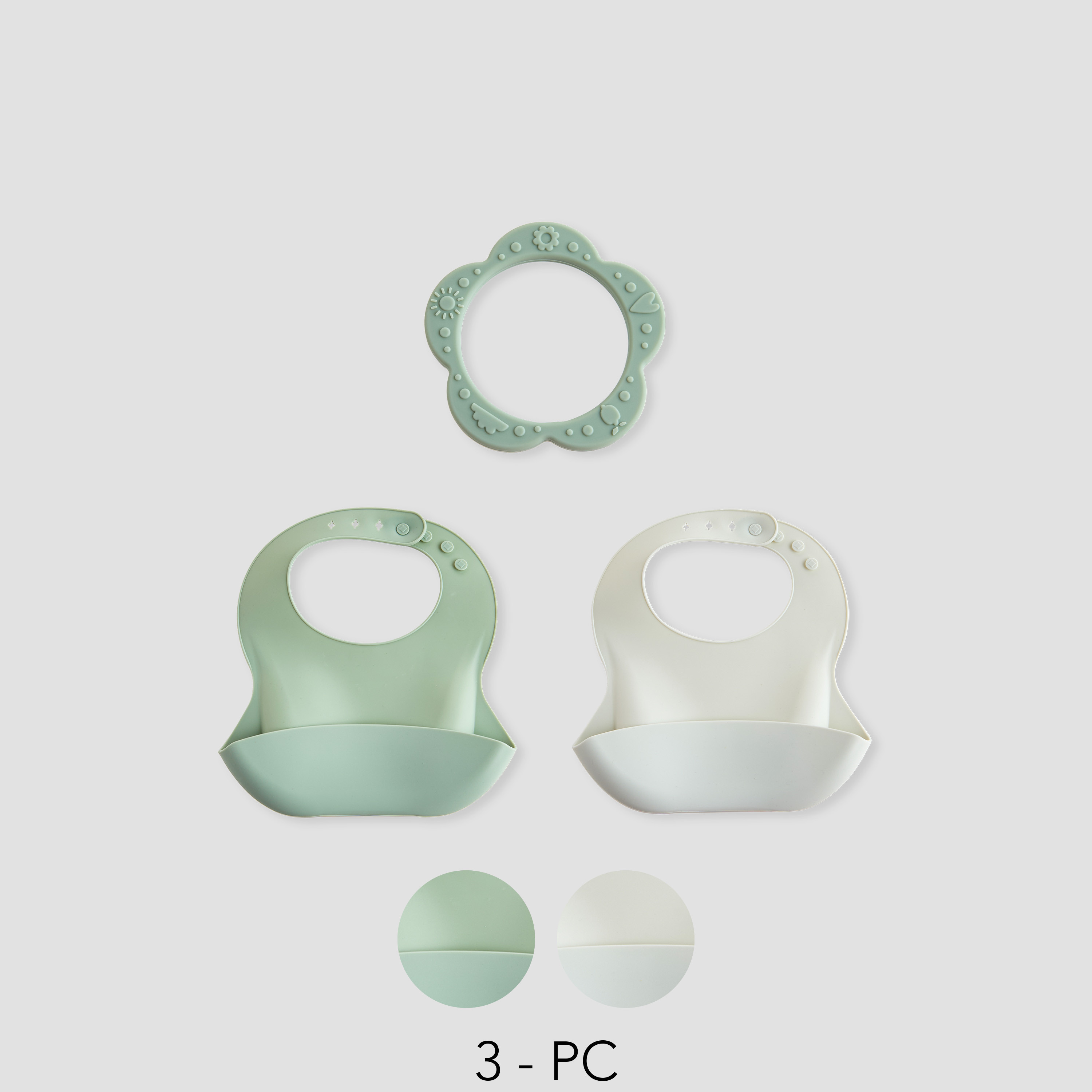 طقم عضاضة ومريلة سيليكون 3 قطع من جونيورز-baby-feeding-bibs-image-7