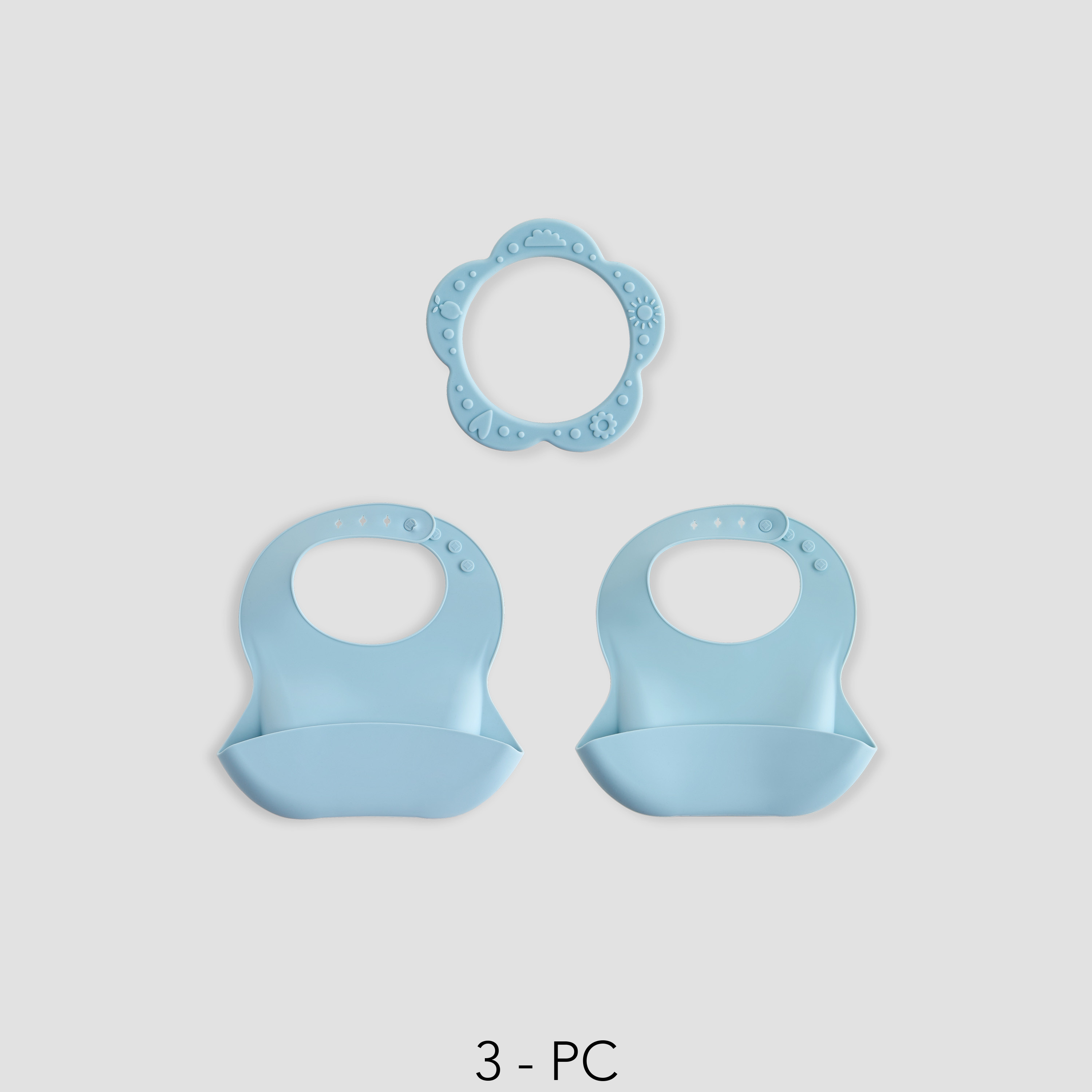 Juniors 3-Piece Silicone Bib and Teether Set-baby-feeding-bibs-image-1