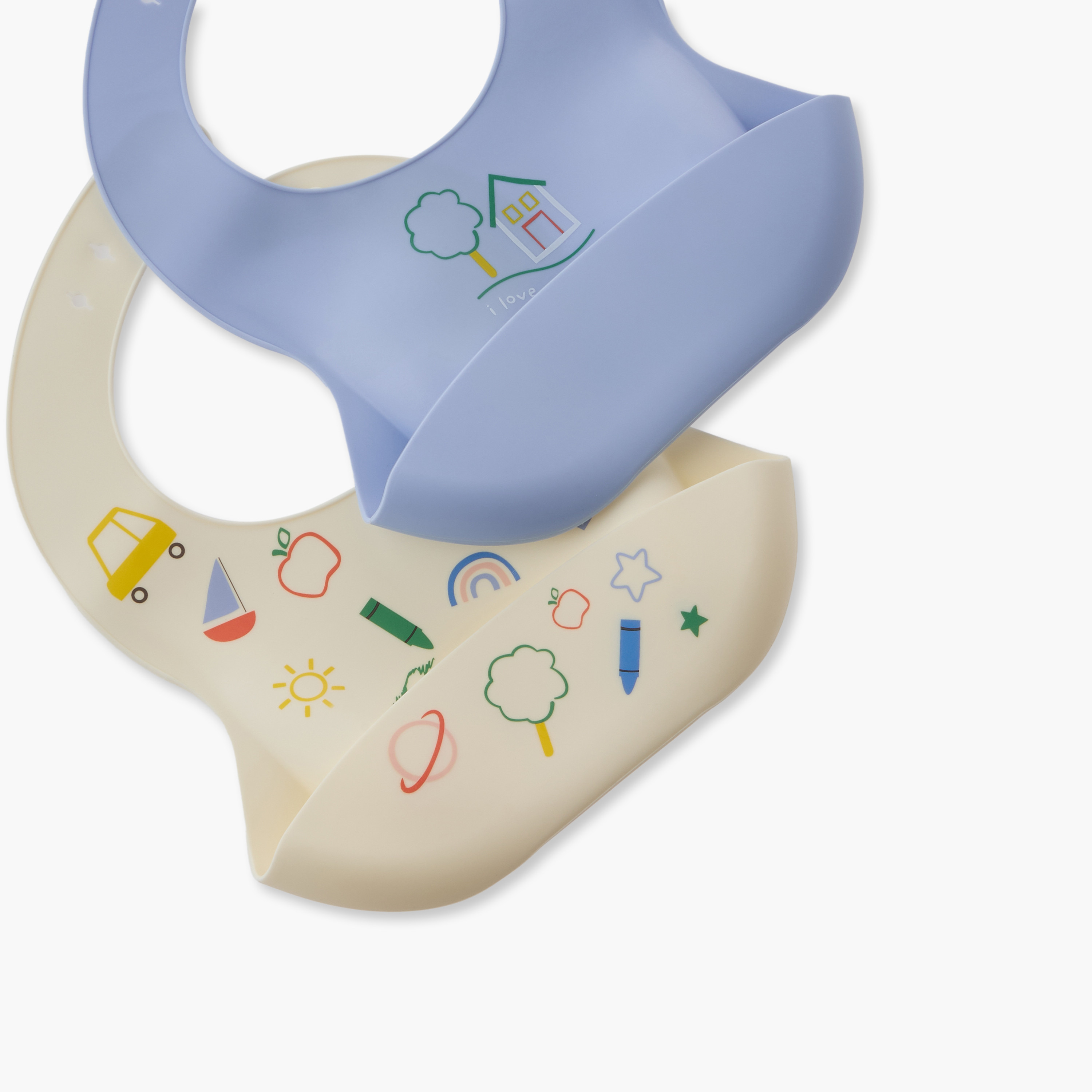 طقم من 2 - مريول أطفال جونيورز مع جيب لالتقاط بقايا الطعام-baby-feeding-bibs-image-5