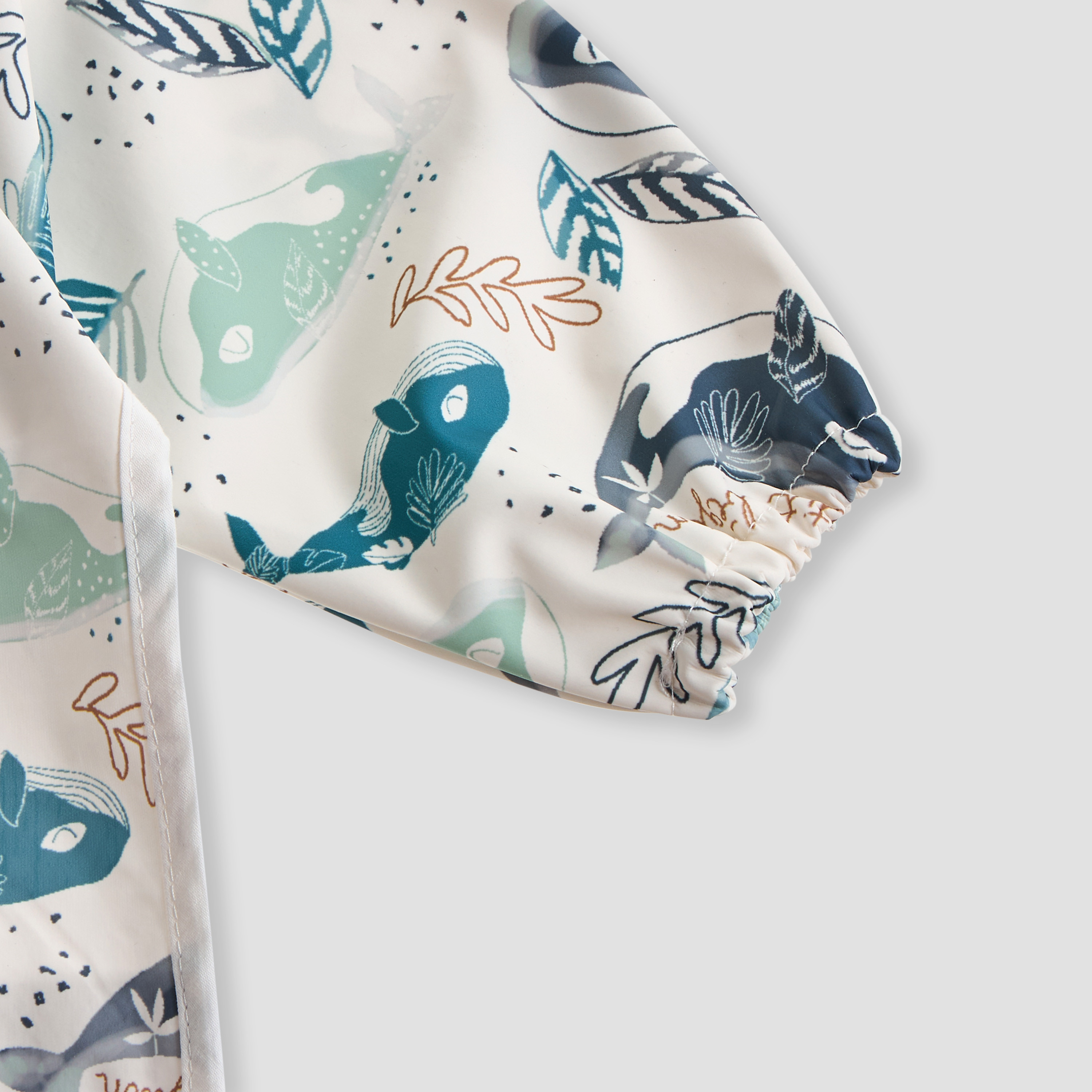 Juniors Whale Print Apron Bib with Long Sleeves-baby-feeding-bibs-image-5