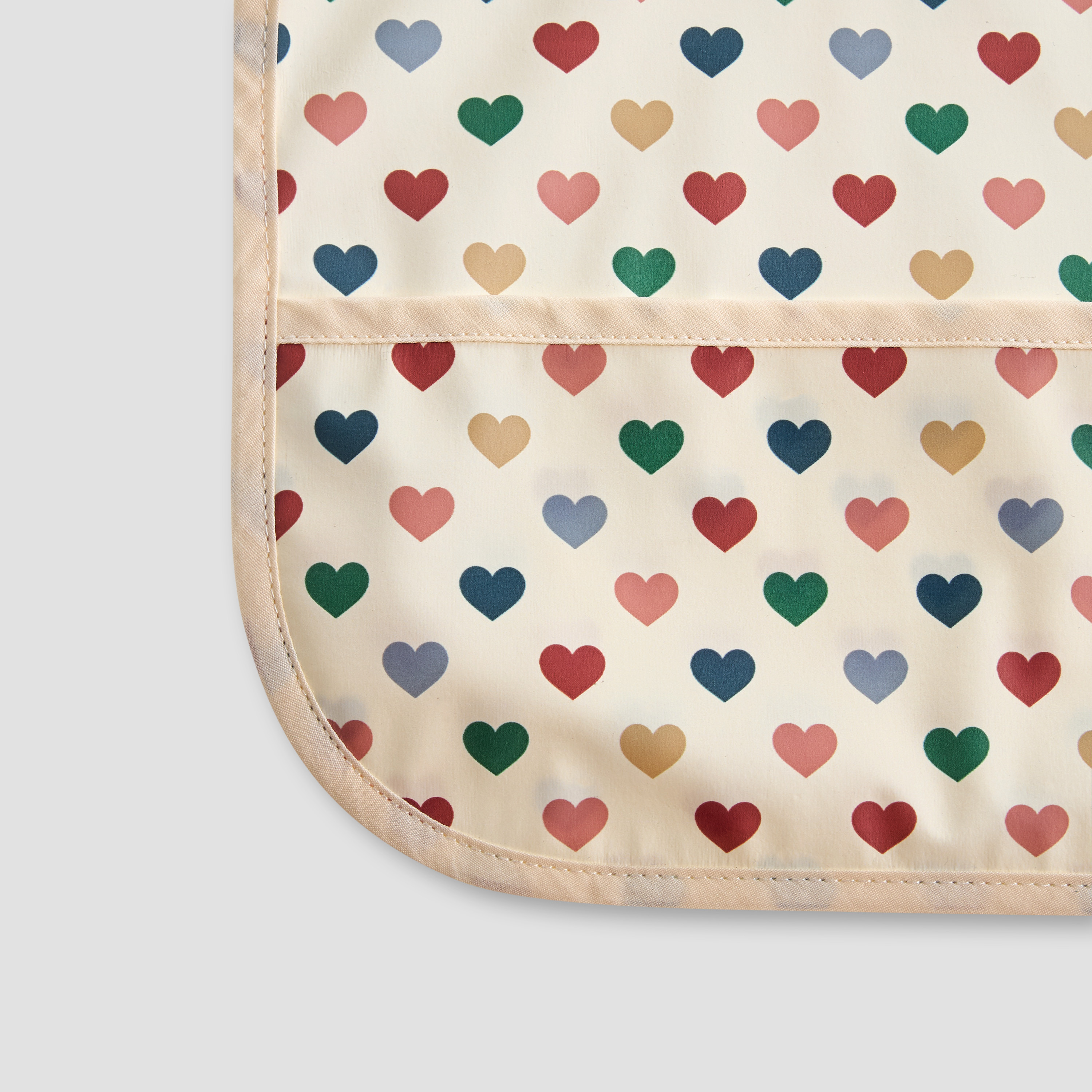 Juniors Heart Print Apron Bib with Long Sleeves-baby-feeding-bibs-image-4