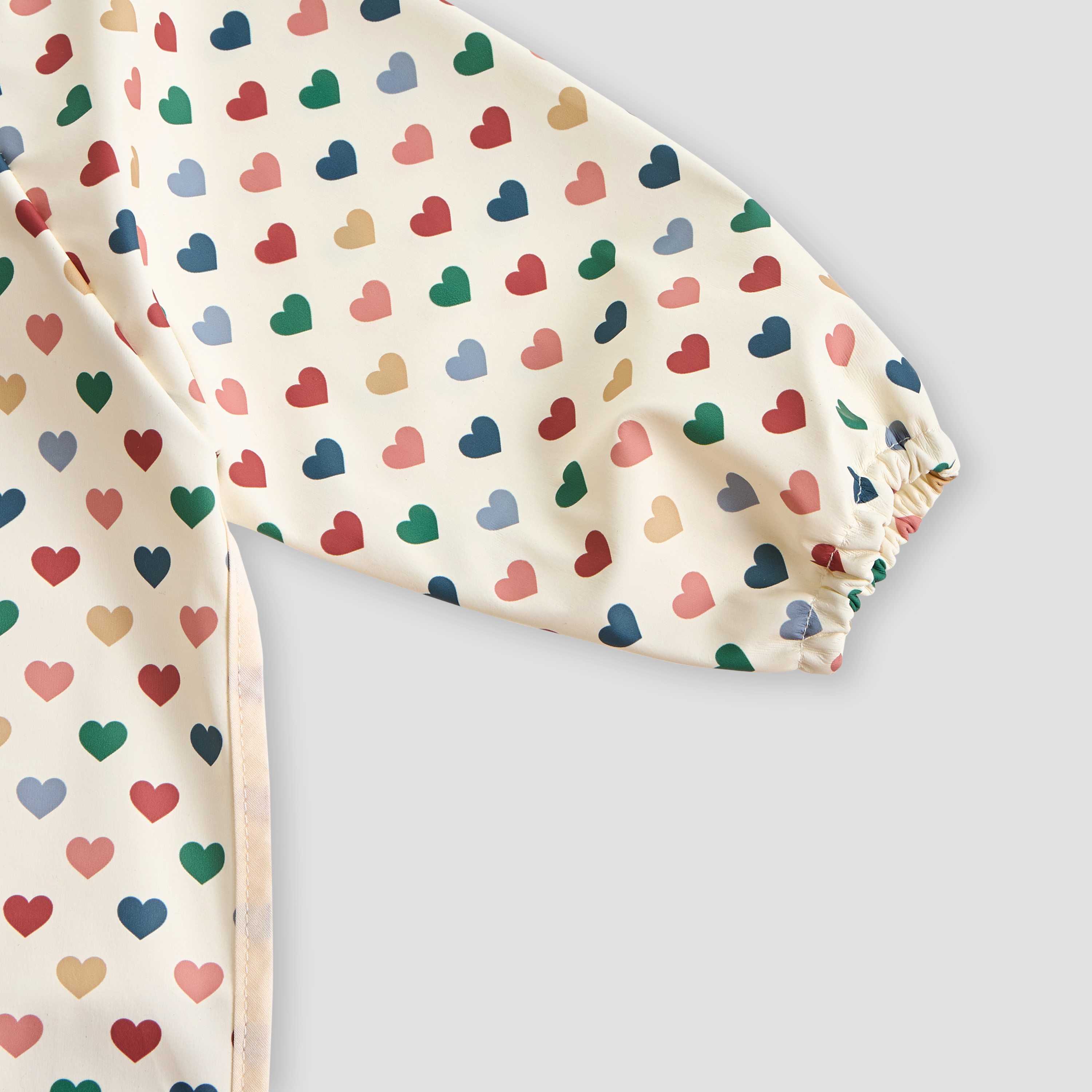 Juniors Heart Print Apron Bib with Long Sleeves-baby-feeding-bibs-image-5