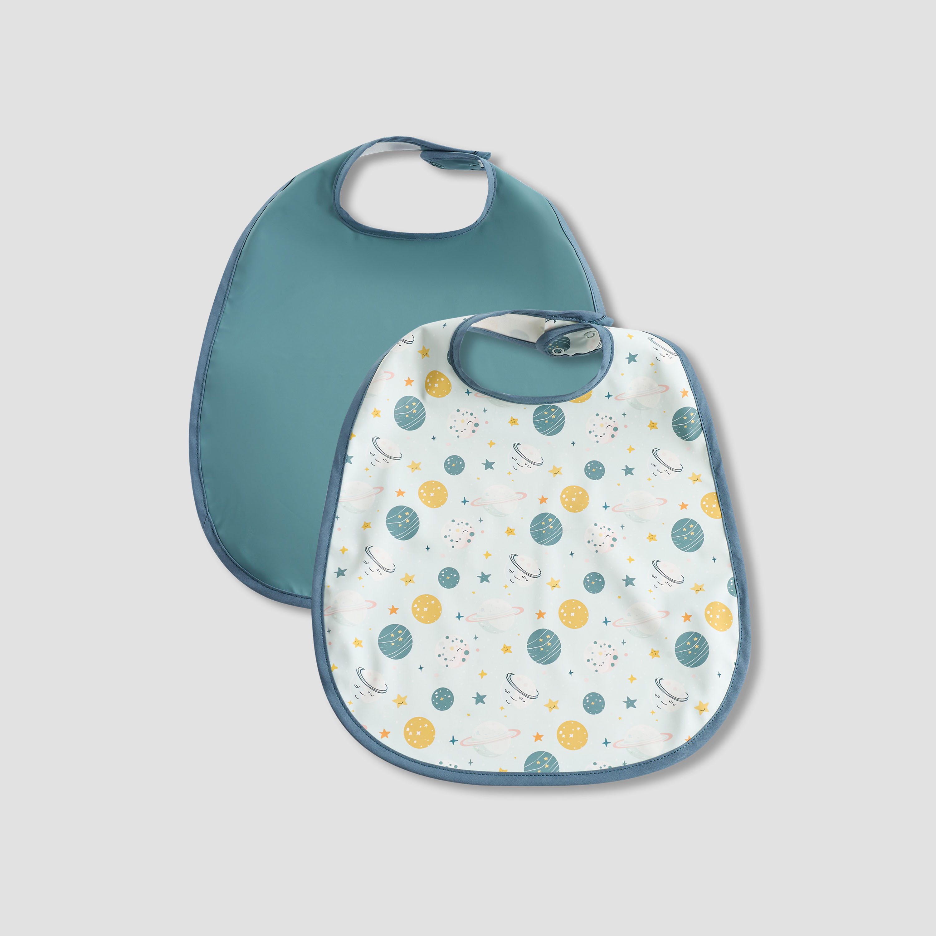 Pack of 2 Juniors Baby Bib with Snap Button Closure-baby-feeding-bibs-image-1
