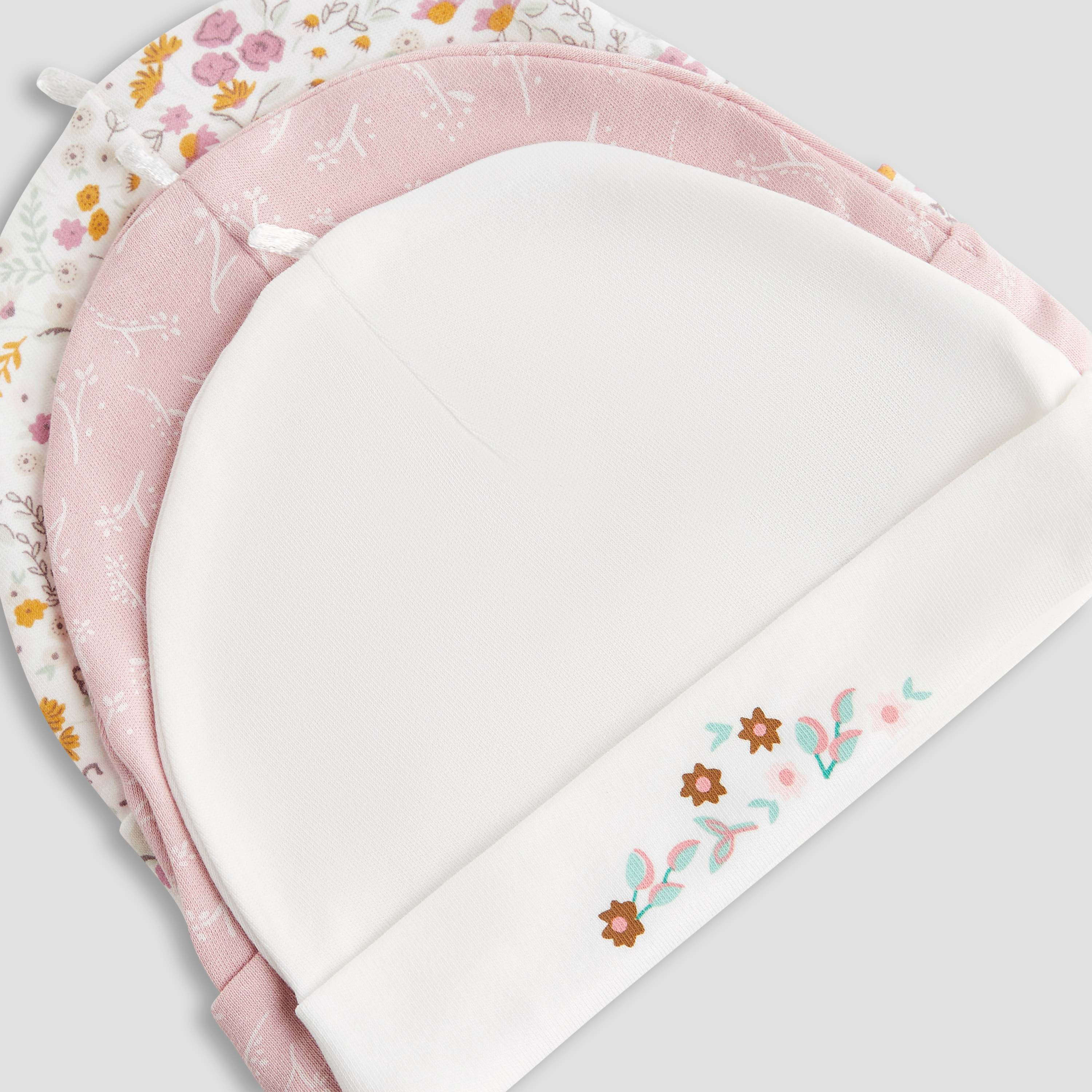 Juniors Girls Cap with Floral Print - Cotton - Set of 3-baby-girls-accessories-caps-image-6