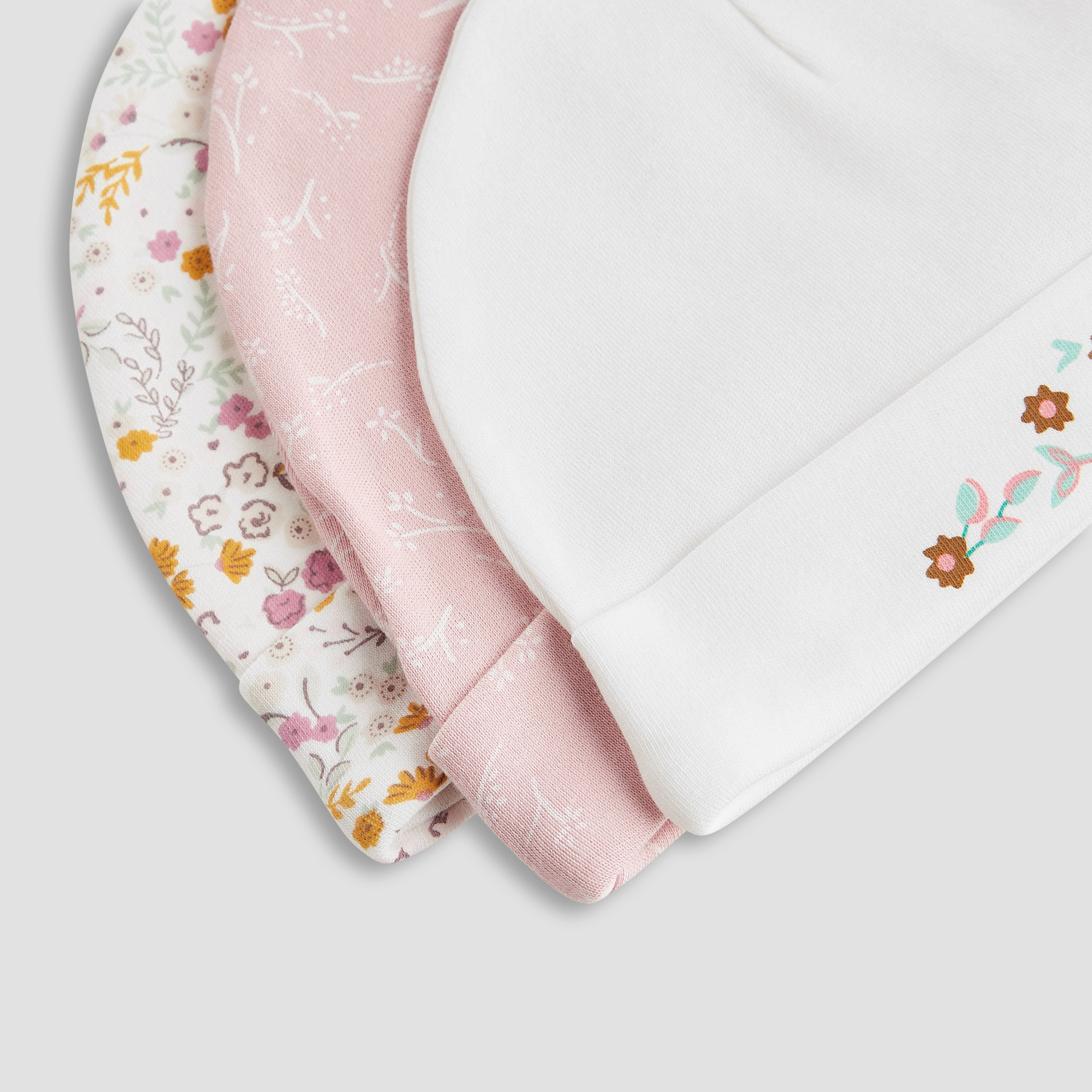 Juniors Girls Cap with Floral Print - Cotton - Set of 3-baby-girls-accessories-caps-image-7