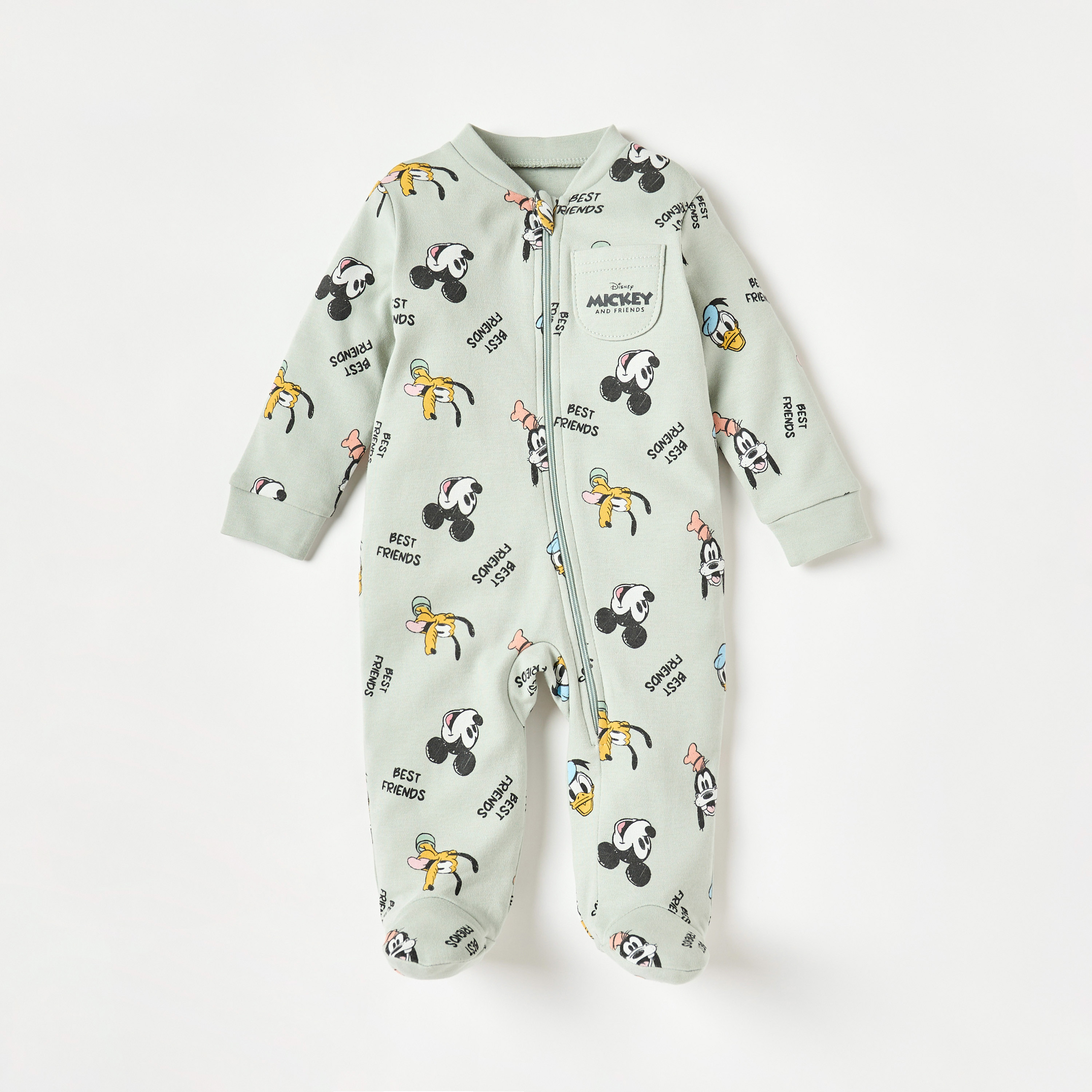Disney All-Over Mickey Mouse Print Sleepsuit with Long Sleeves-baby-boys-clothing-nightwear-sleepsuits-image-1