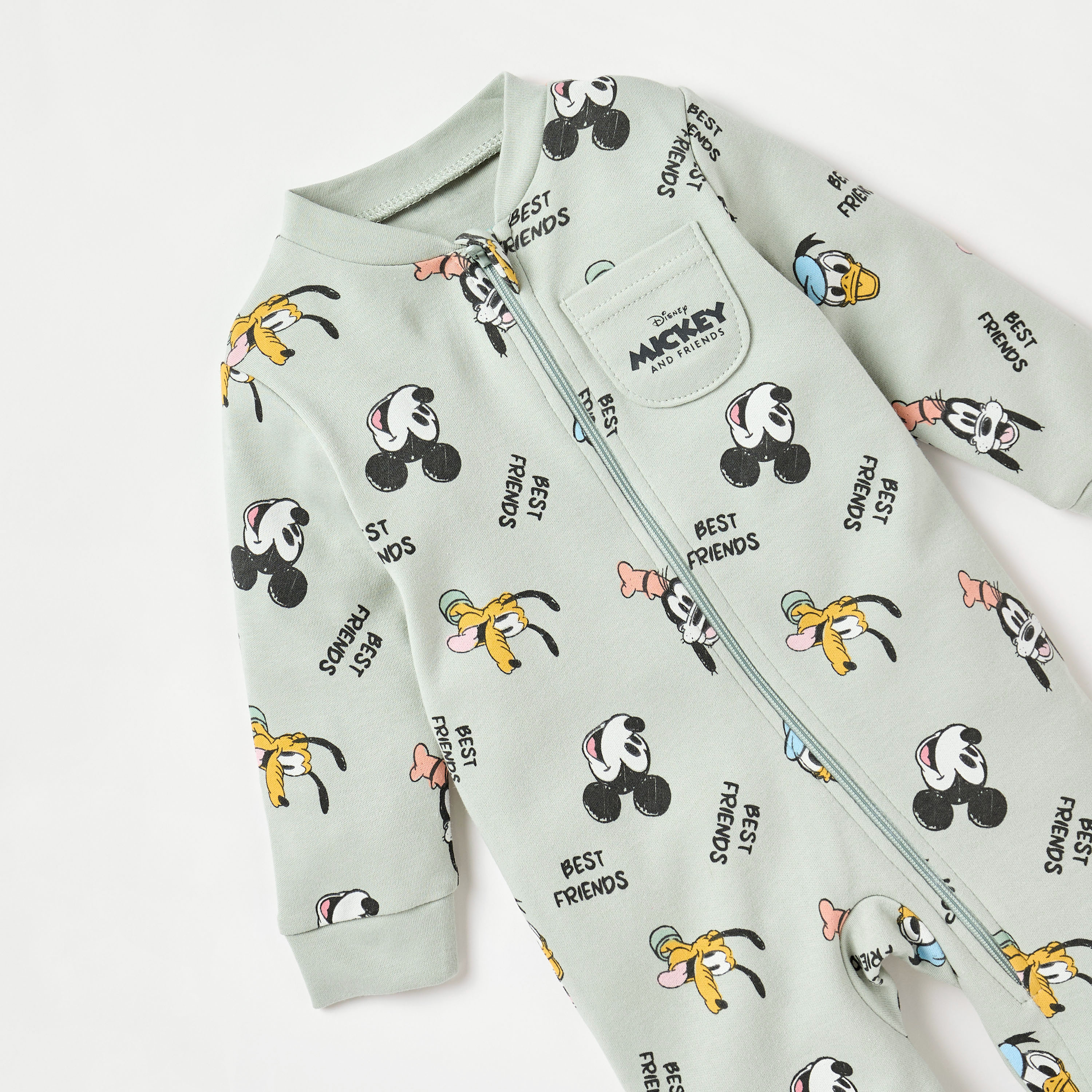 Disney All-Over Mickey Mouse Print Sleepsuit with Long Sleeves-baby-boys-clothing-nightwear-sleepsuits-image-2