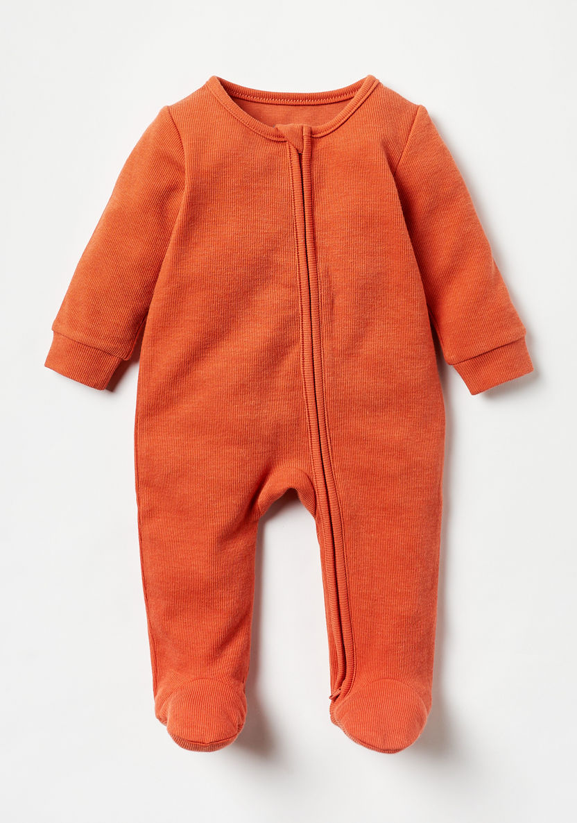 Juniors Solid Sleepsuit with Long Sleeves and Zip Closure - Set of 4-Sleepsuits-image-1