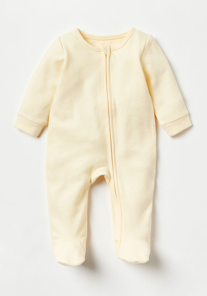 Juniors Solid Sleepsuit with Long Sleeves and Zip Closure - Set of 4-Sleepsuits-image-2