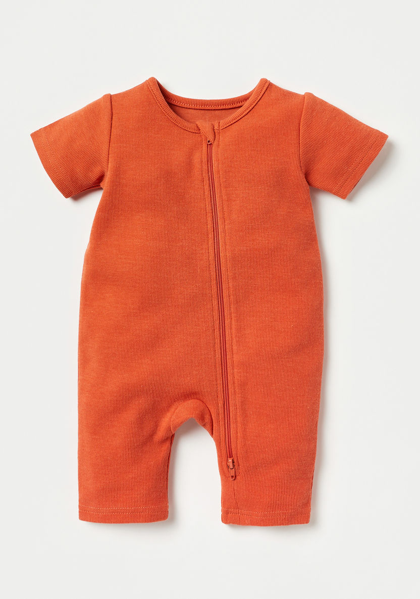Juniors Textured Romper with Zip Closure - Set of 4-Rompers%2C Dungarees and Jumpsuits-image-2