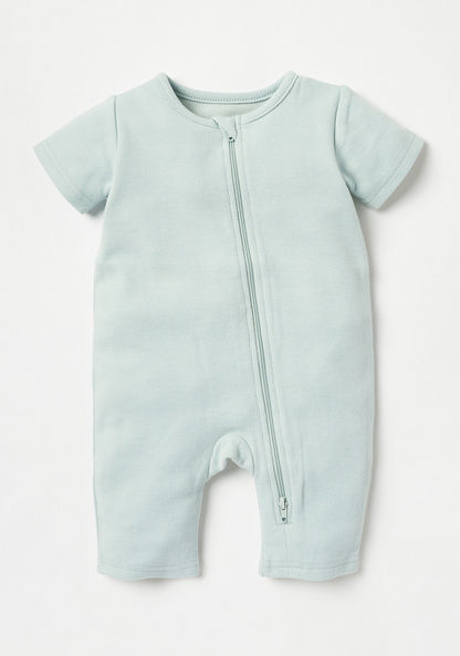 Juniors Solid Romper with Short Sleeves and Zip Closure - Set of 4-Rompers%2C Dungarees and Jumpsuits-image-1