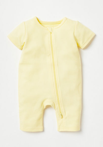 Juniors Solid Romper with Short Sleeves and Zip Closure - Set of 4-Rompers%2C Dungarees and Jumpsuits-image-2