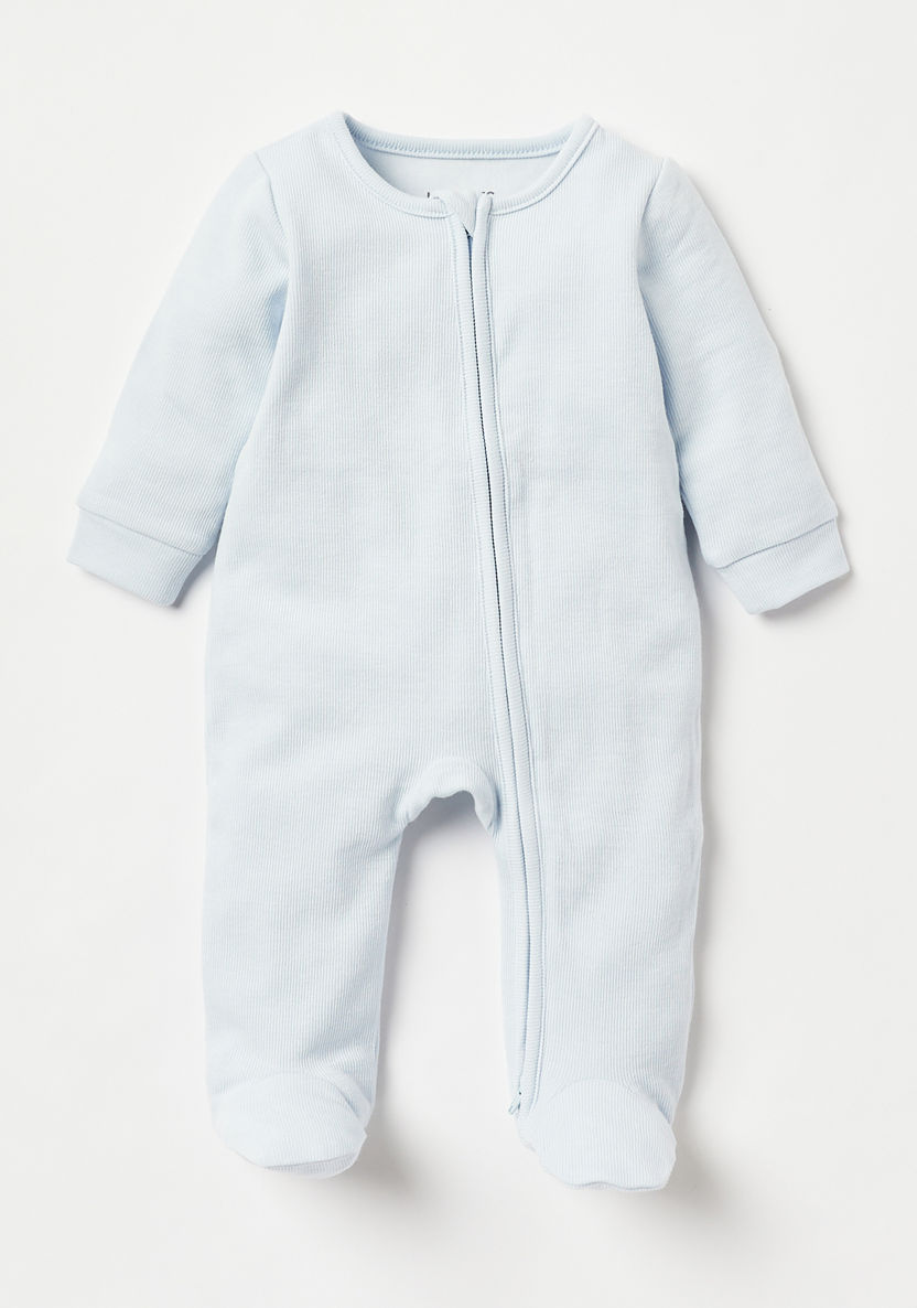 Juniors Solid Sleepsuit with Long Sleeves and Zip Closure - Set of 4-Sleepsuits-image-2