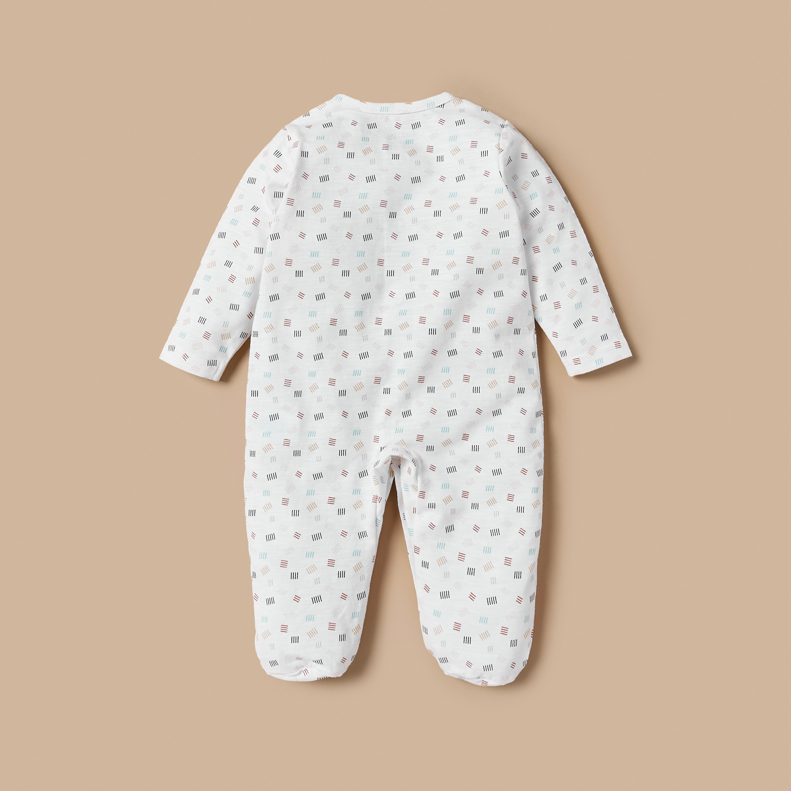 Juniors All-Over Print Sleepsuit with Button Closure and Long Sleeves-baby-girls-clothing-nightwear-sleepsuits-image-2