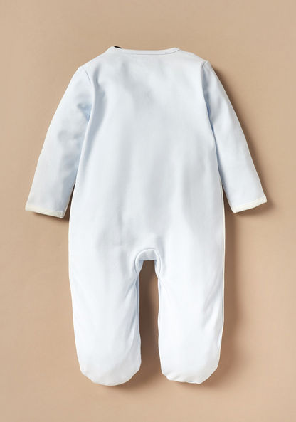 Giggles Solid Long Sleeves Sleepsuit with Bow Detail-Sleepsuits-image-3