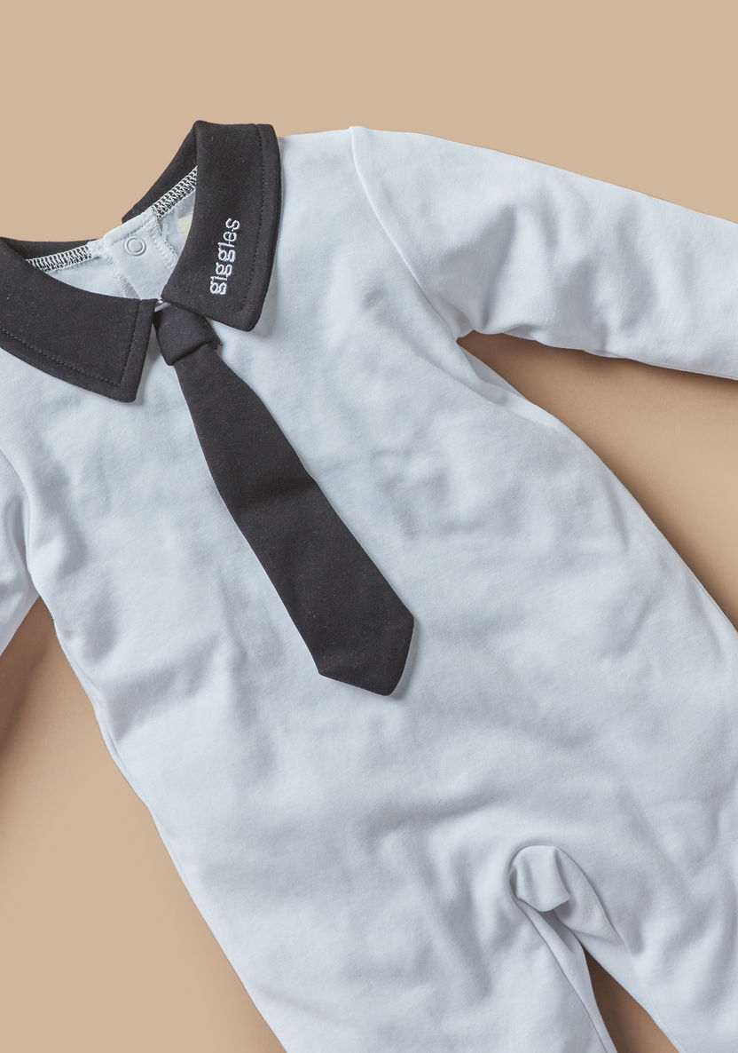 Giggles Long Sleeves Sleepsuit with Tie Detail-Sleepsuits-image-1