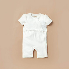 Giggles Ruffle Detail Romper with Button Closure