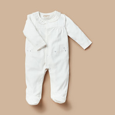 Giggles Embroidered Sleepsuit with Long Sleeves