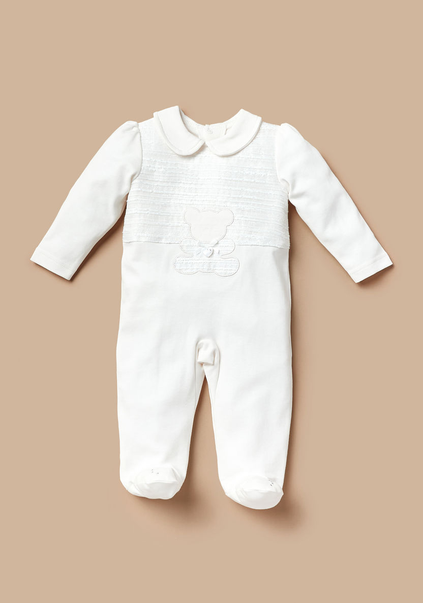 Giggles Embroidered Sleepsuit with Peter Pan Collar-Sleepsuits-image-0
