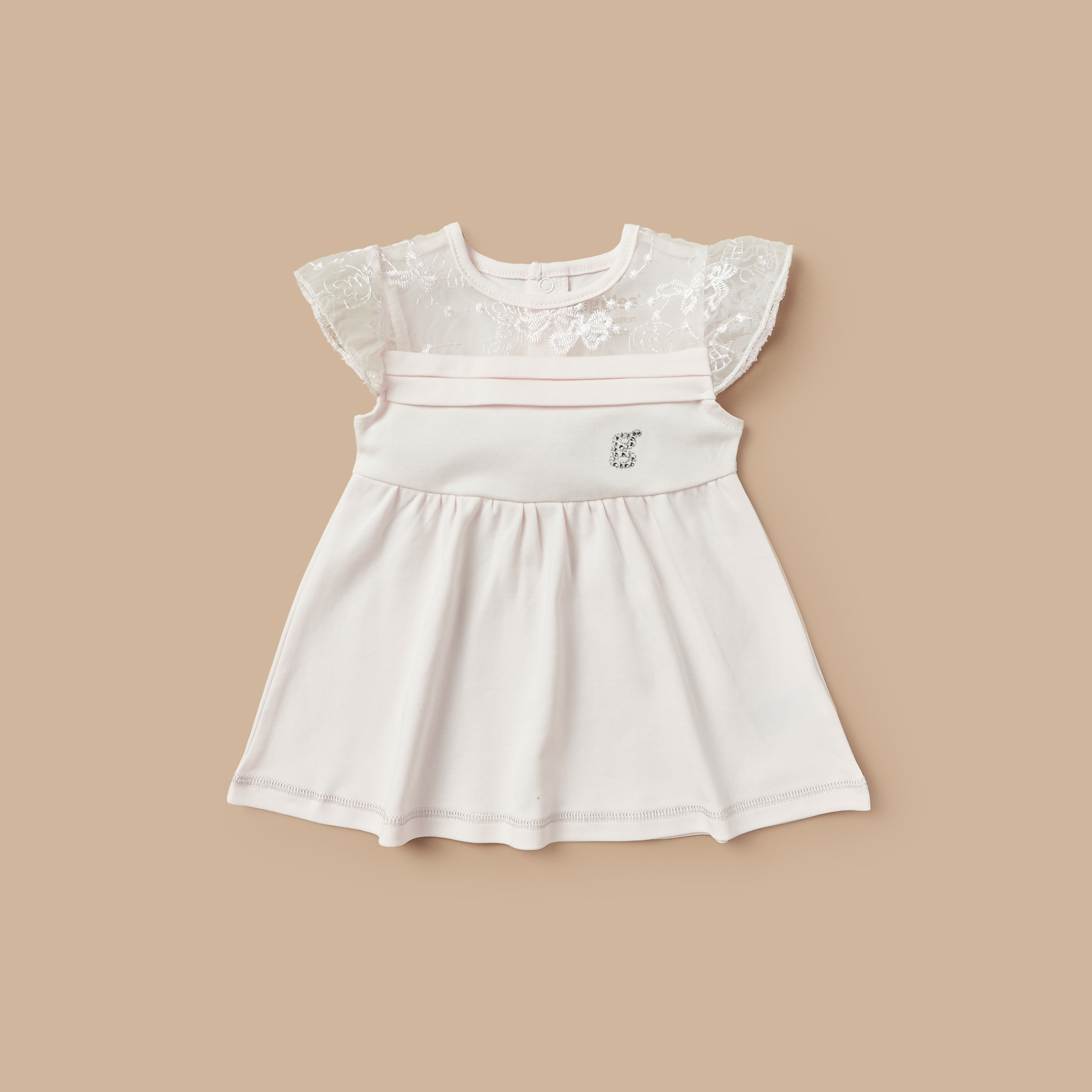Giggles Studded A-line Dress with Lace Sleeves and Snap Button Closure-baby-girls-clothing-dressesandjumpsuits-image-1