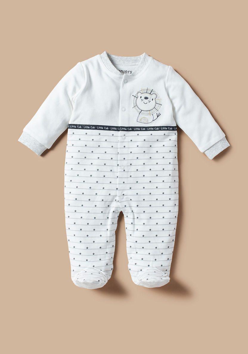 Juniors Bear Applique Sleepsuit with Long Sleeves-Sleepsuits-image-0