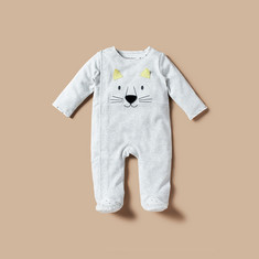 Juniors Bear Embroidered Closed Feet Sleepsuit