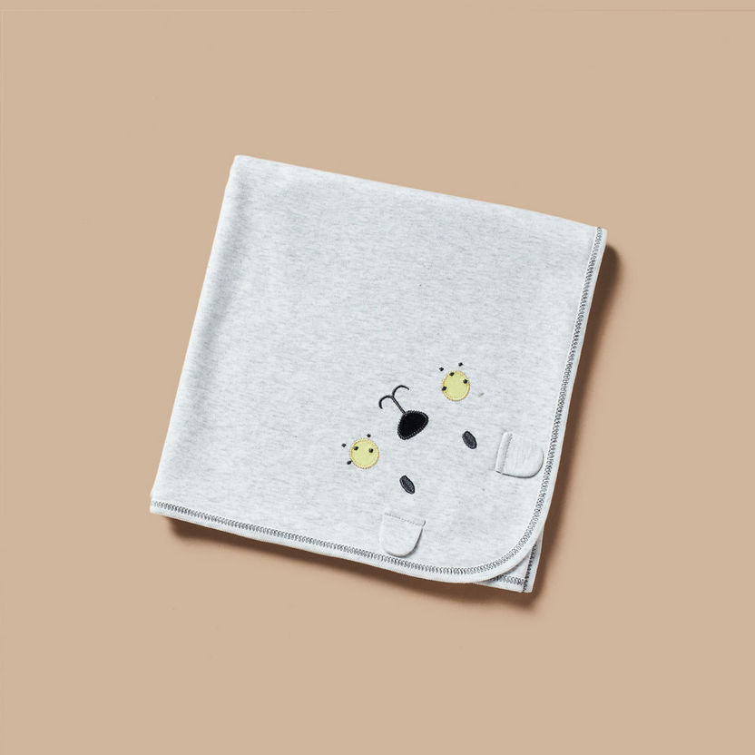 Juniors Bear Applique Receiving Blanket - 70x70 cm-Receiving Blankets-image-0