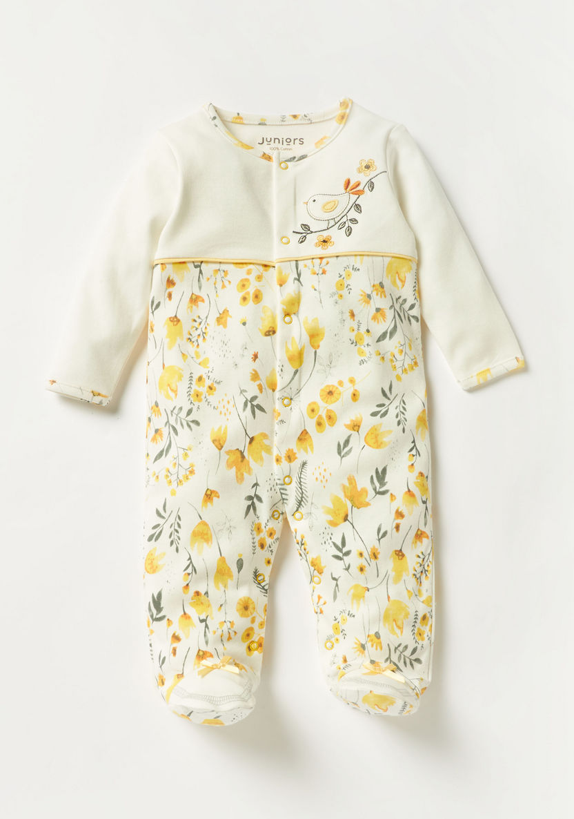Juniors All-Over Floral Print Closed Feet Sleepsuit-Sleepsuits-image-0